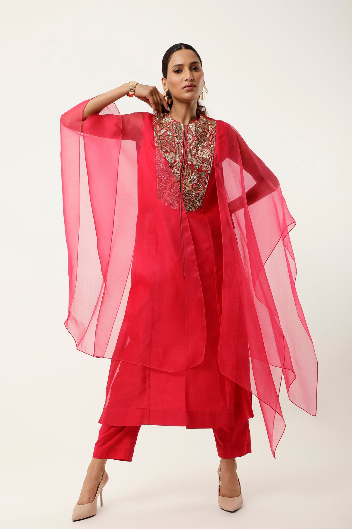 Pink Cape Kurta Set