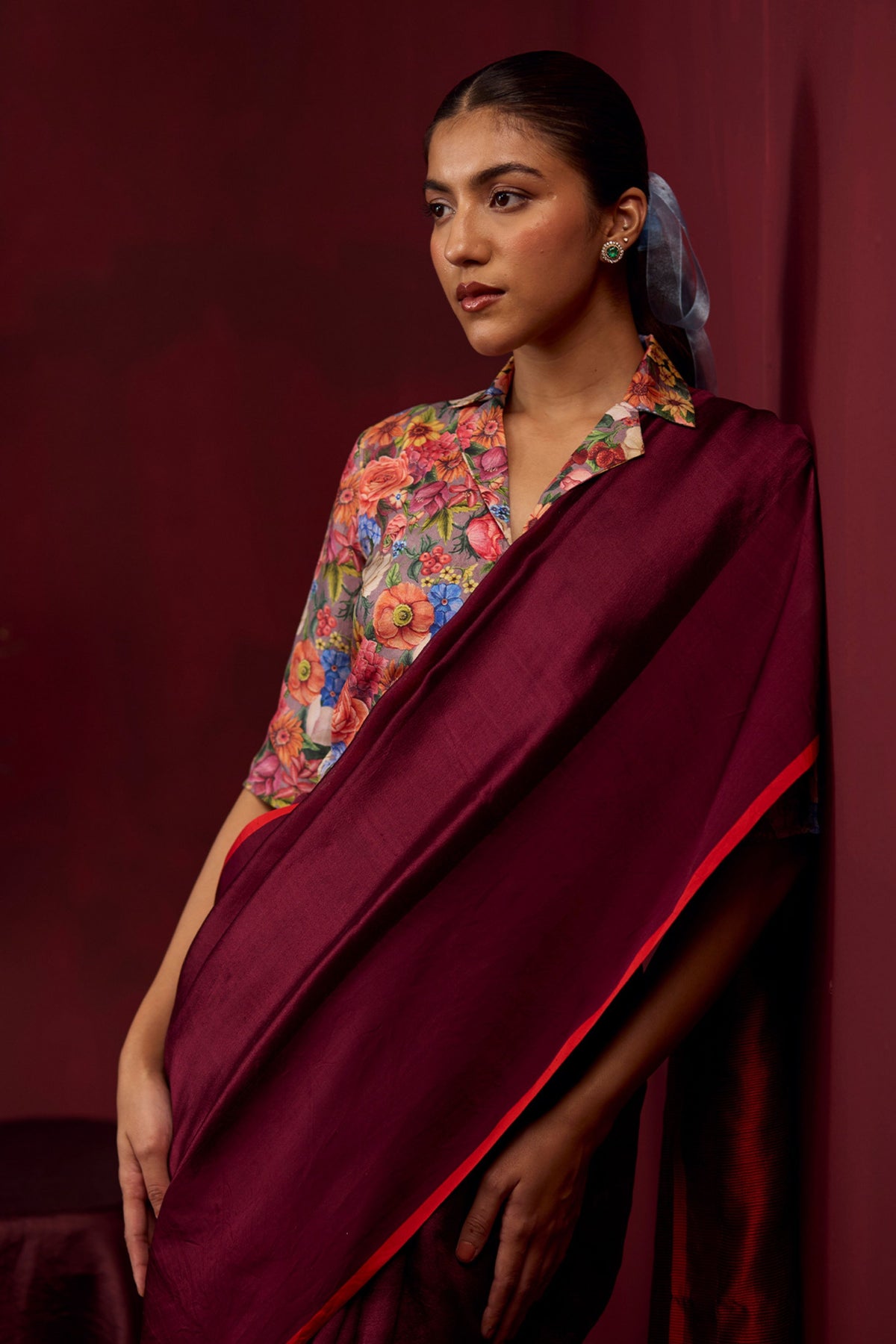 Bold Allure Burgundy Saree