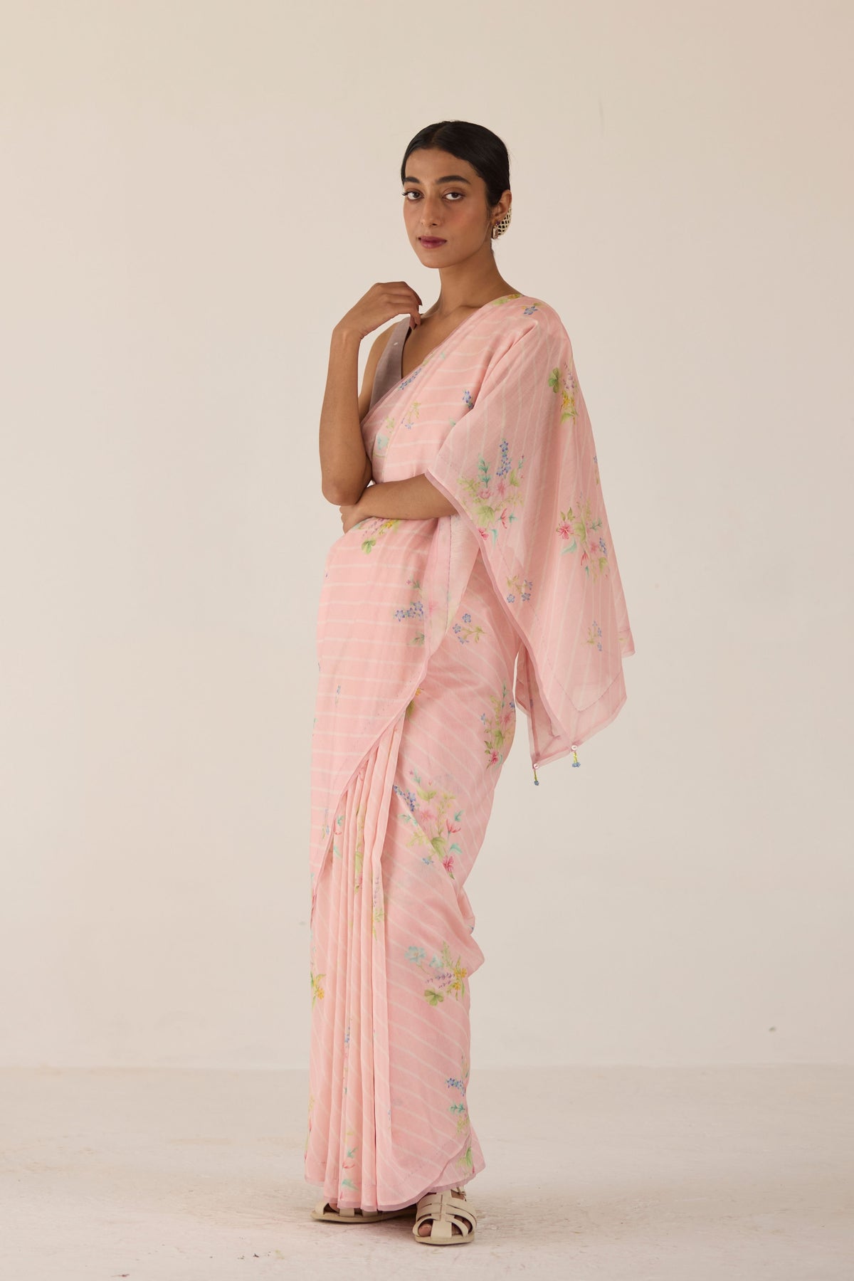 Wildflower Bunch Silk and Cotton Chanderi Sari