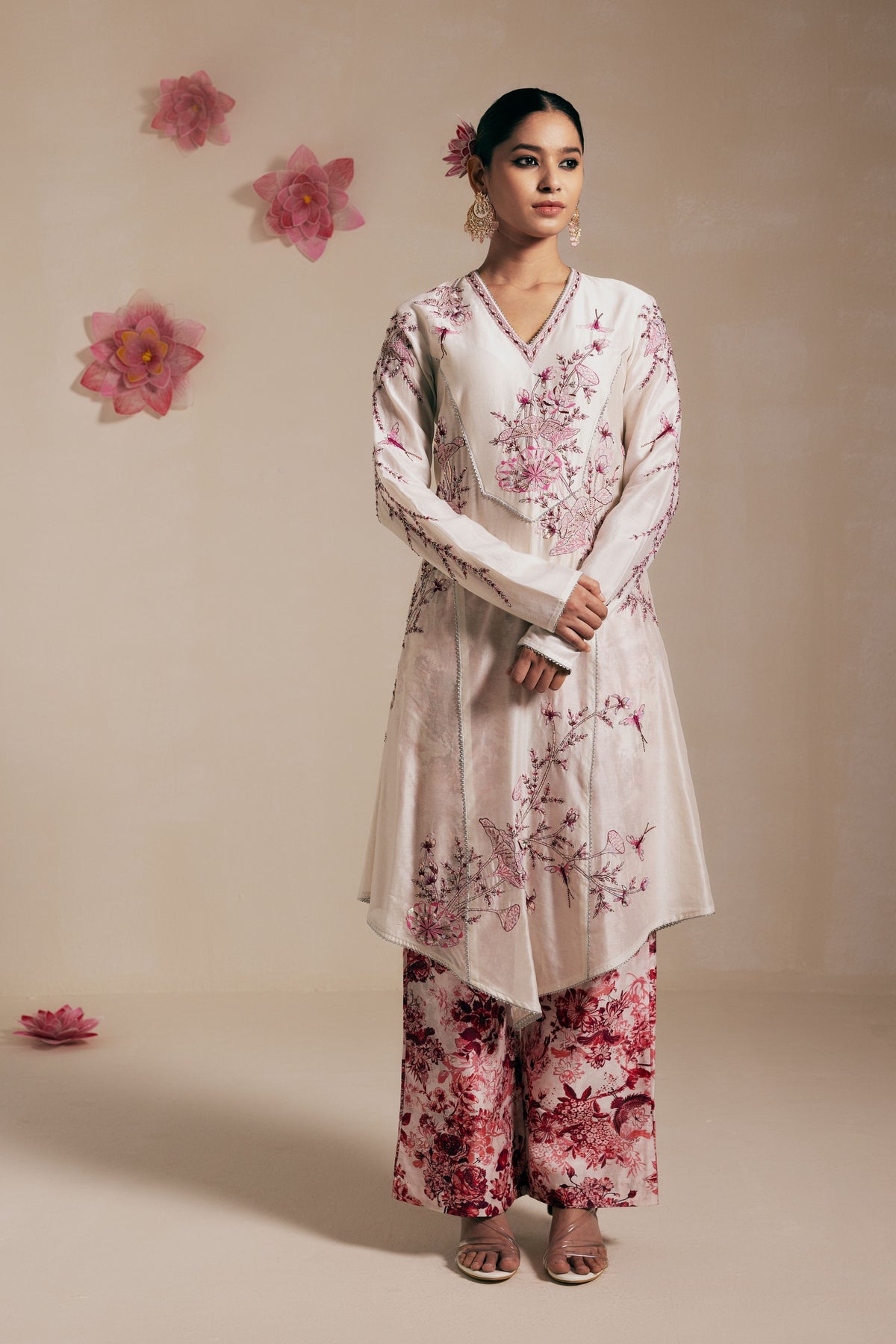 Pink Scalloped Kurta Set