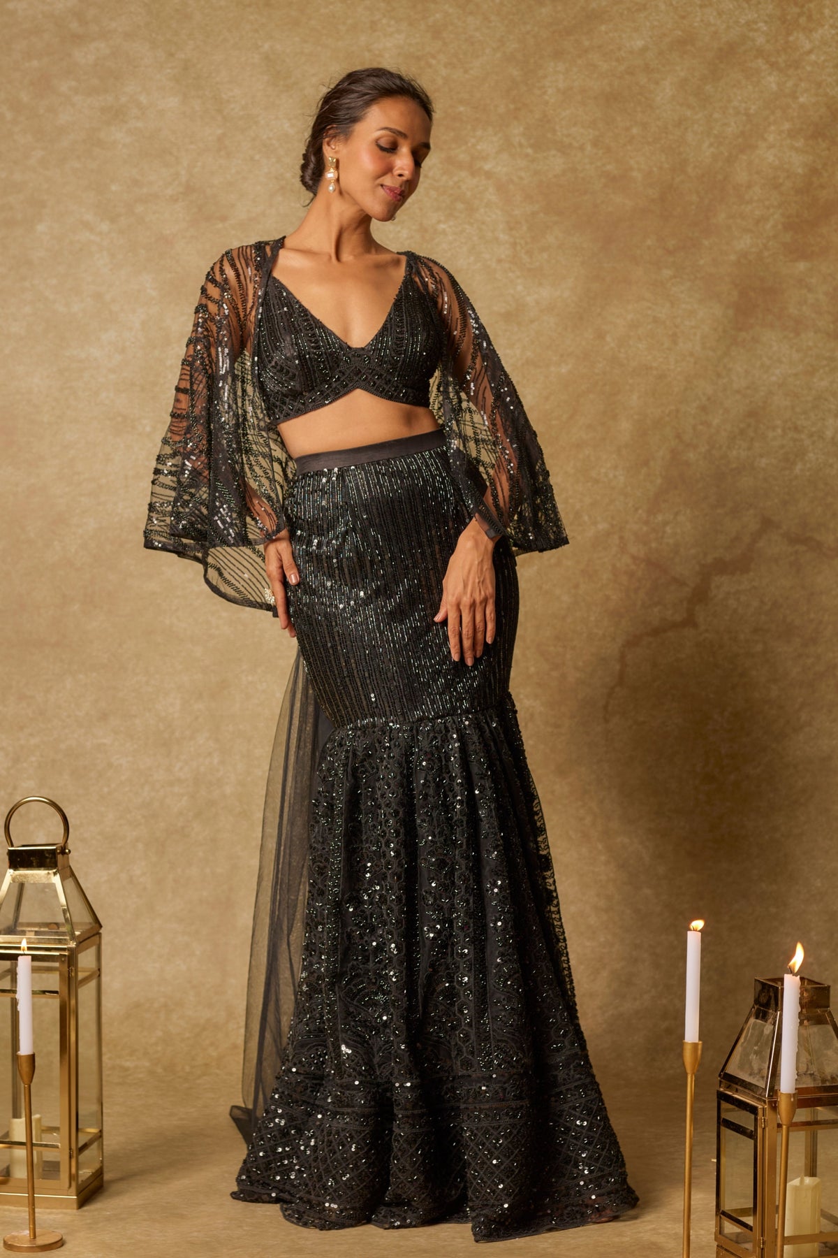 Black Embroidered Lehenga set