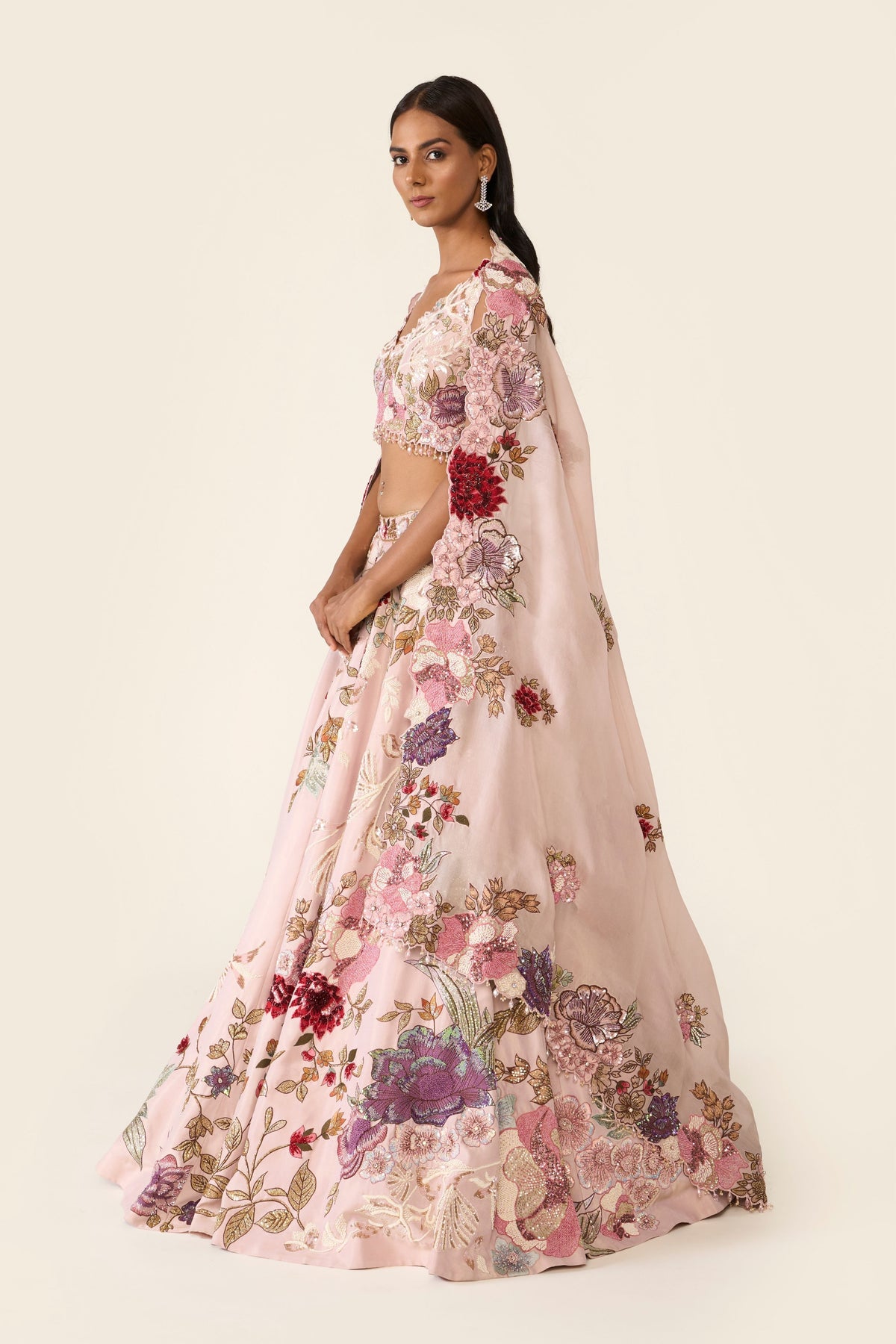 Pink Embroidered Lehenga Set