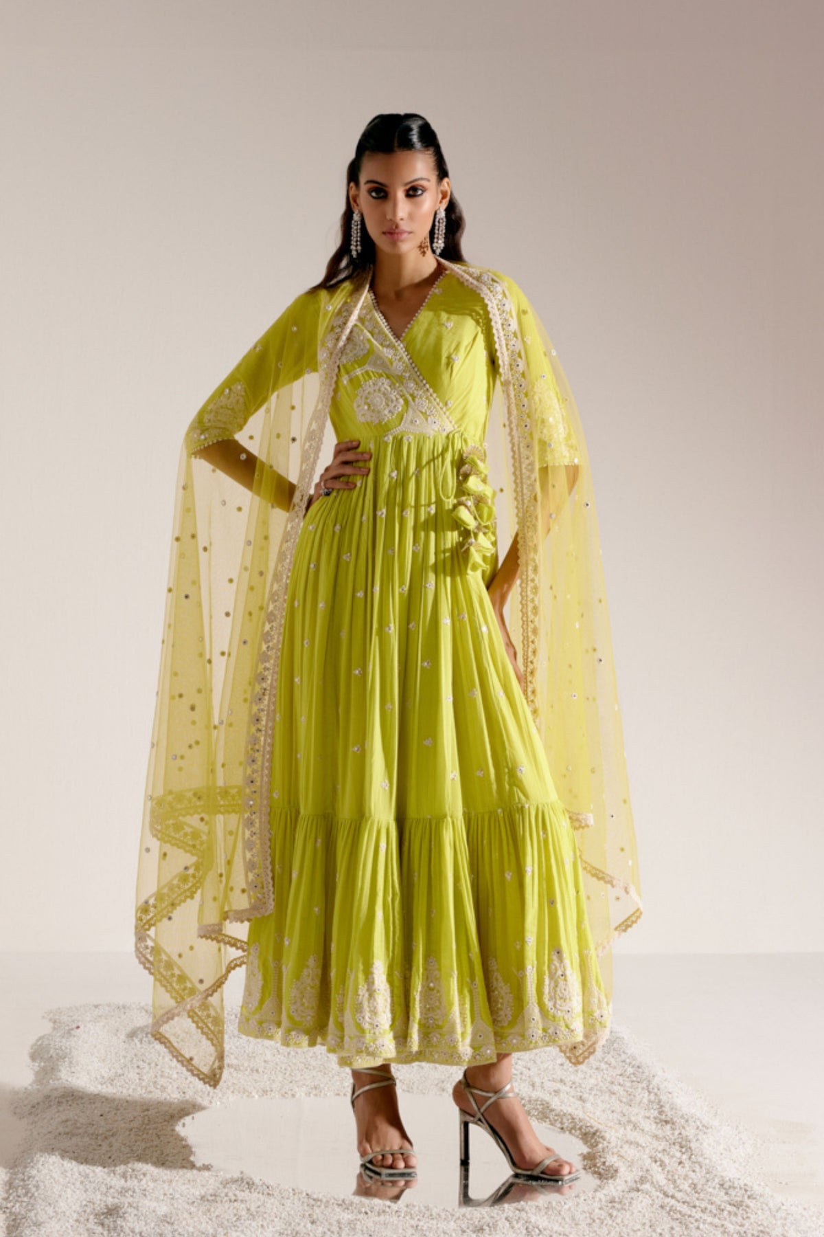 Neon Green Toweranarkali Set