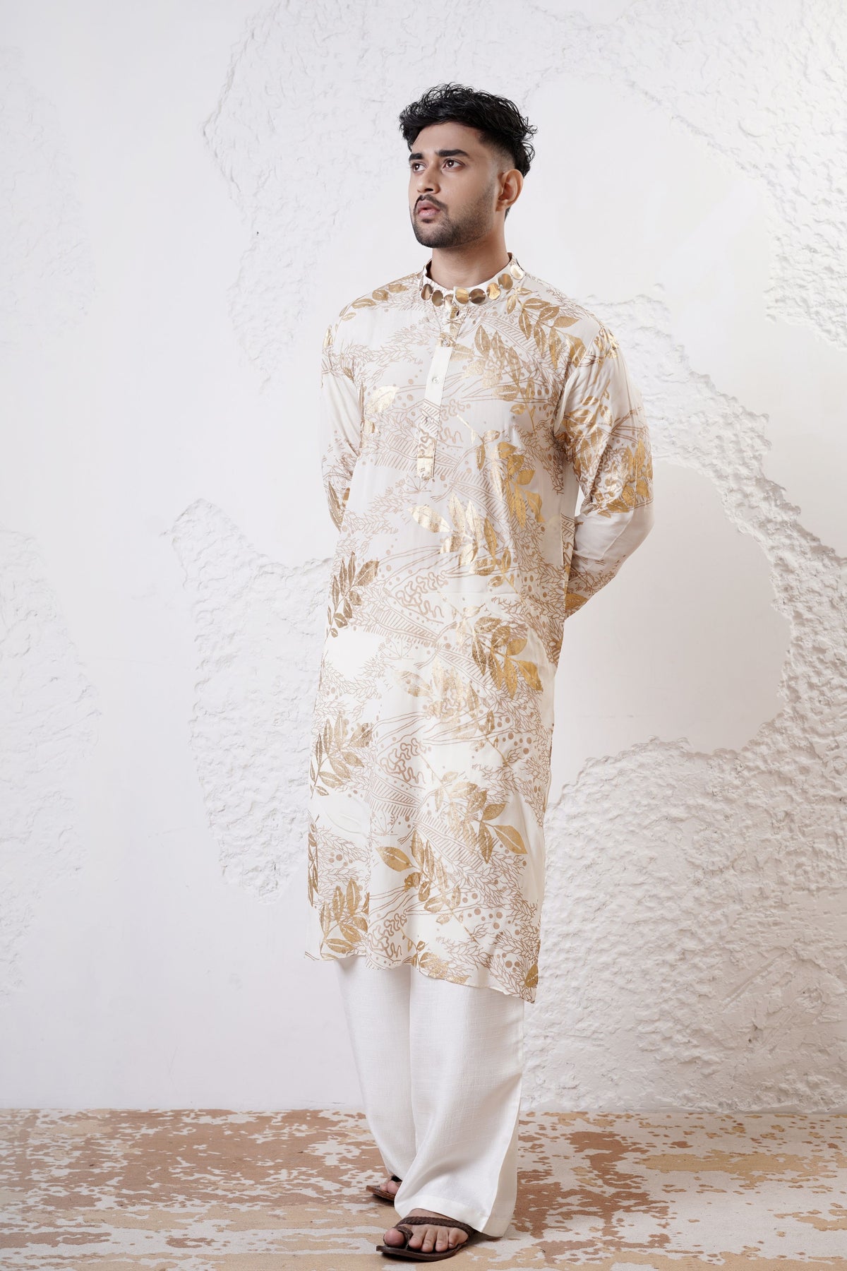 Ivory Foil Men Kurta Set