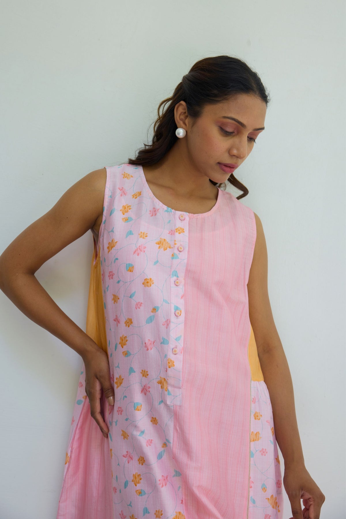 Multicolor Floral Chanderi Dress