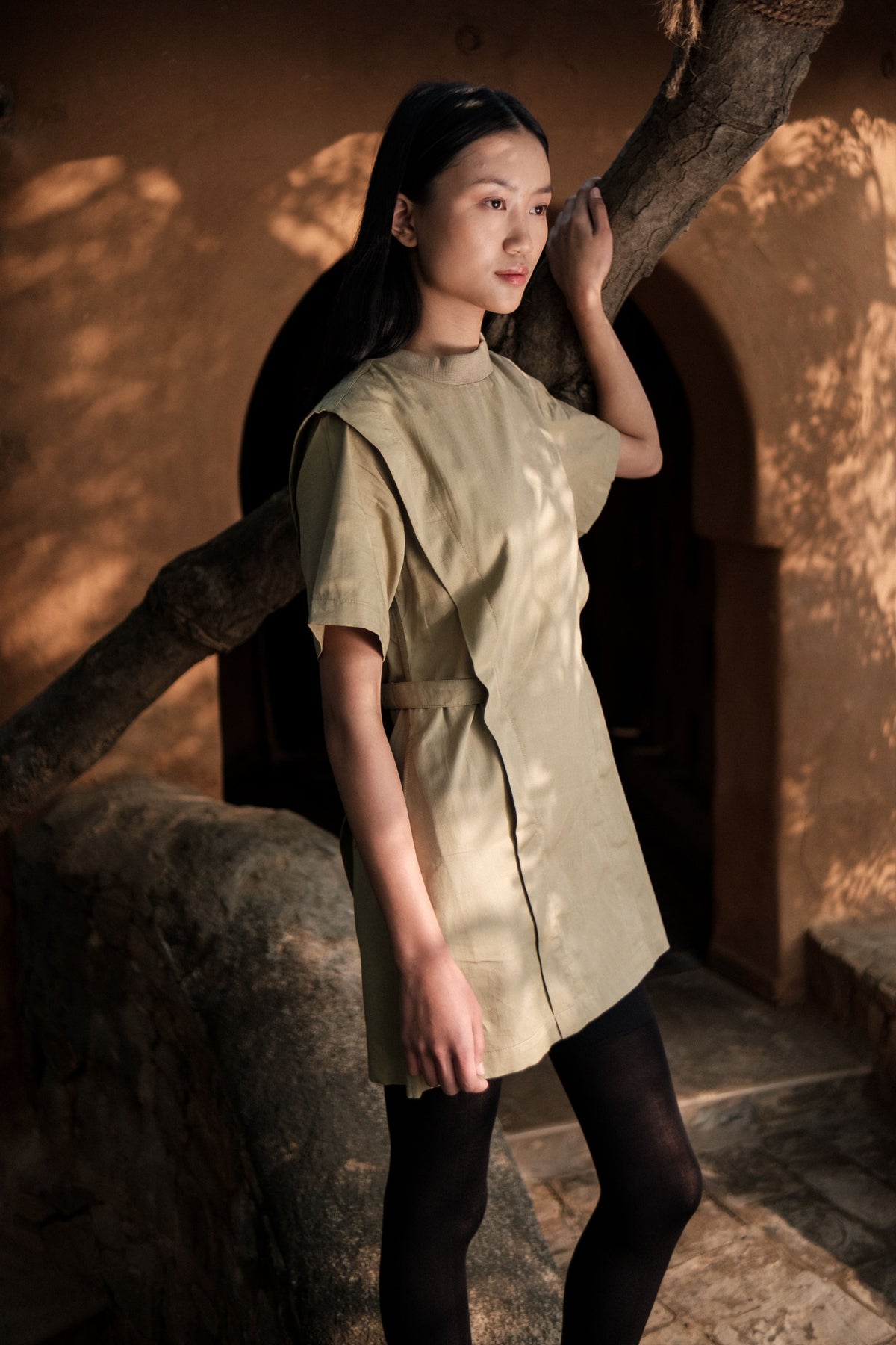 Khaki Rory Rib Dress