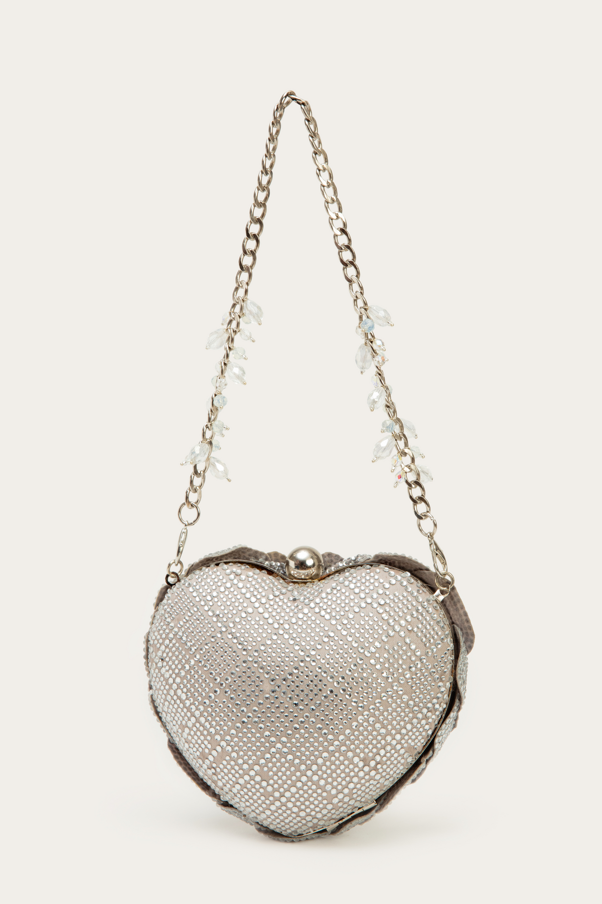 Isa Crystal Heart Clutch - Silver