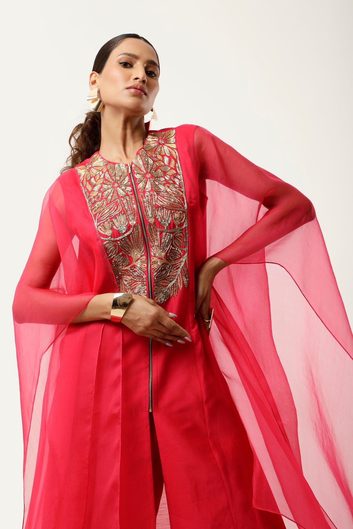 Pink Cape Kurta Set