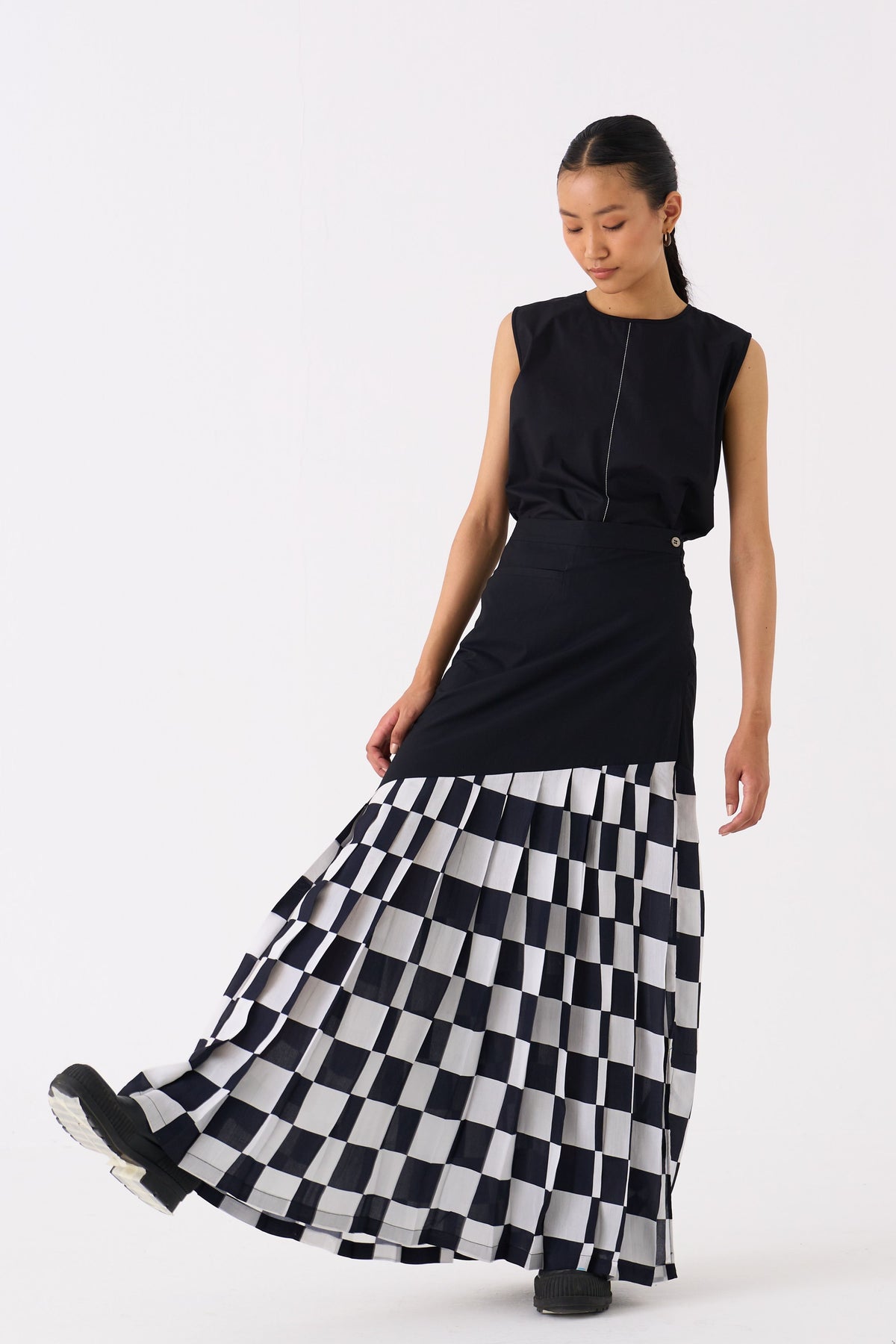 Black Checkered Skirt Co-ord