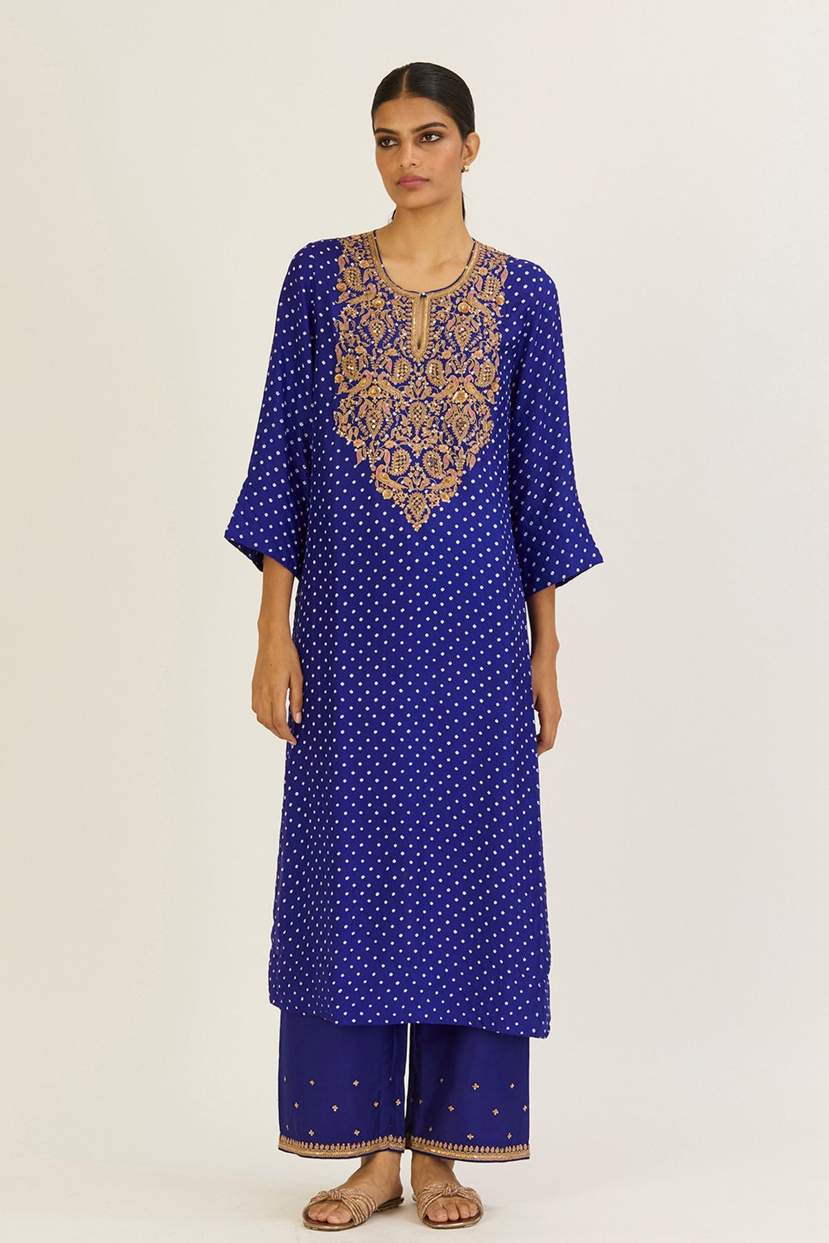 Brinda Royal Blue Bandhani Kurta &amp; Pants