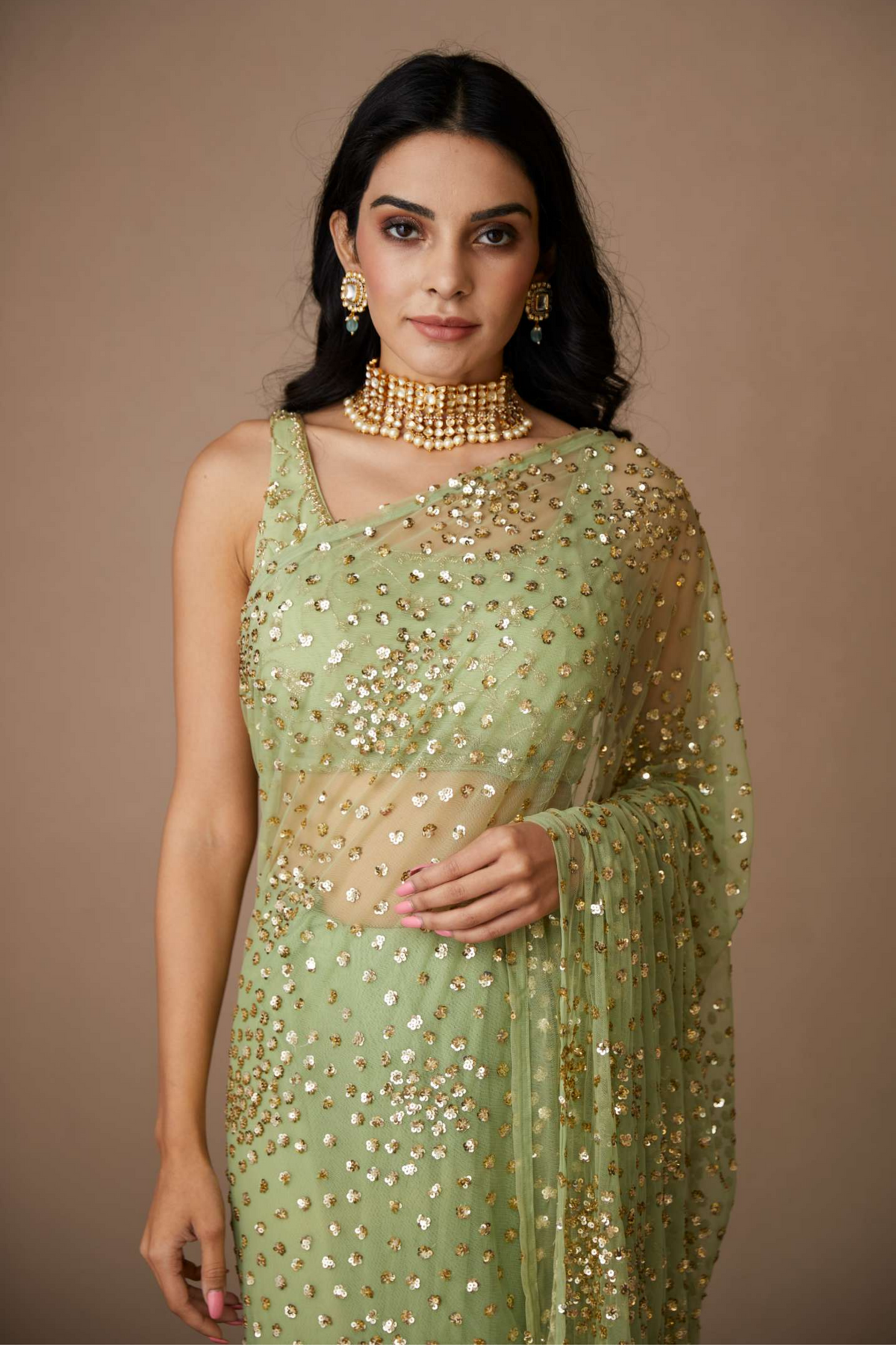 Mint Cluster Saree Set