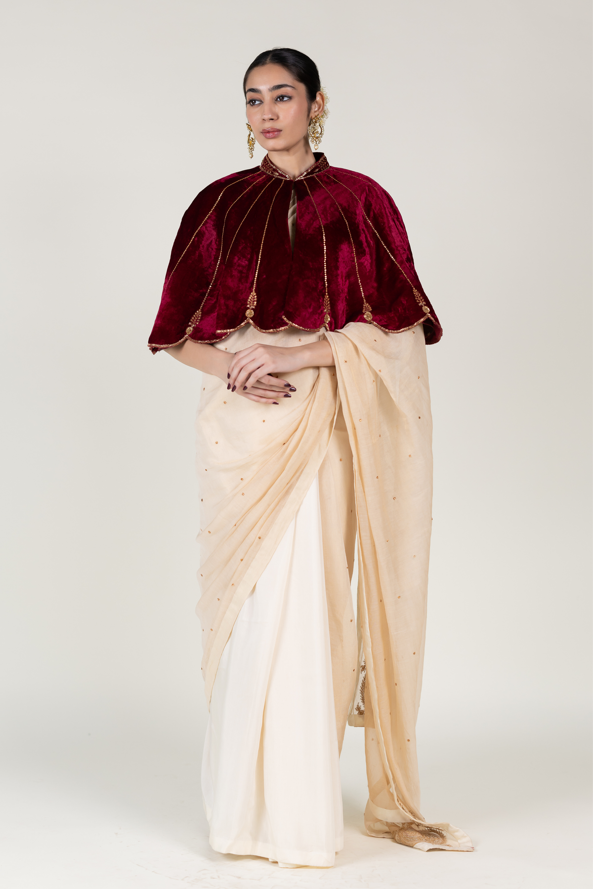 Maroon Nargis Cape