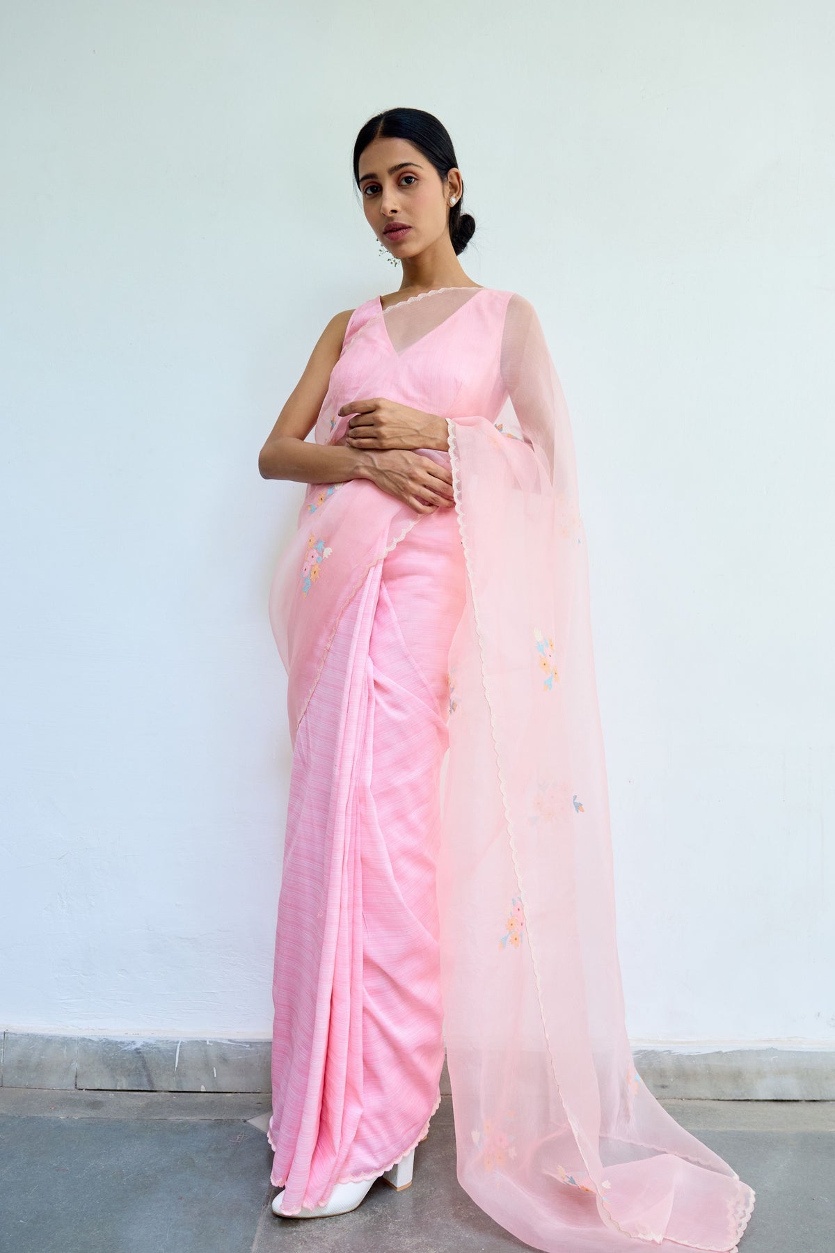 Pink Half N Half Saree