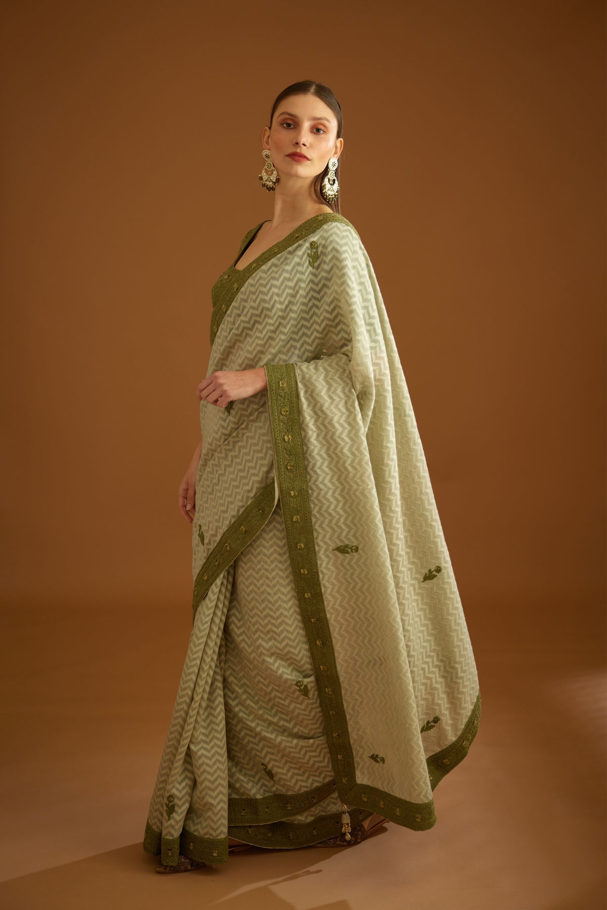 Garden green Saree set