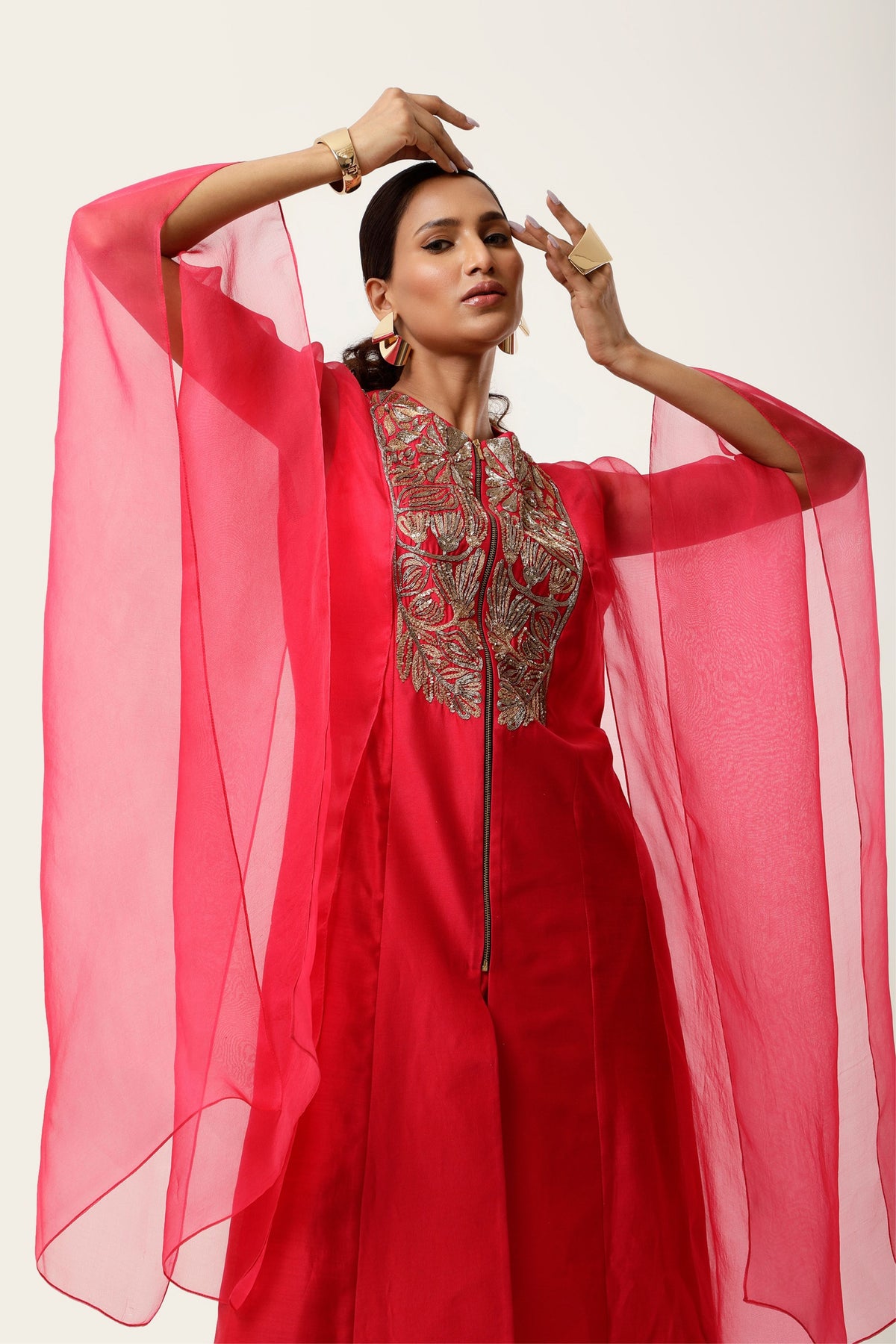 Pink Cape Kurta Set