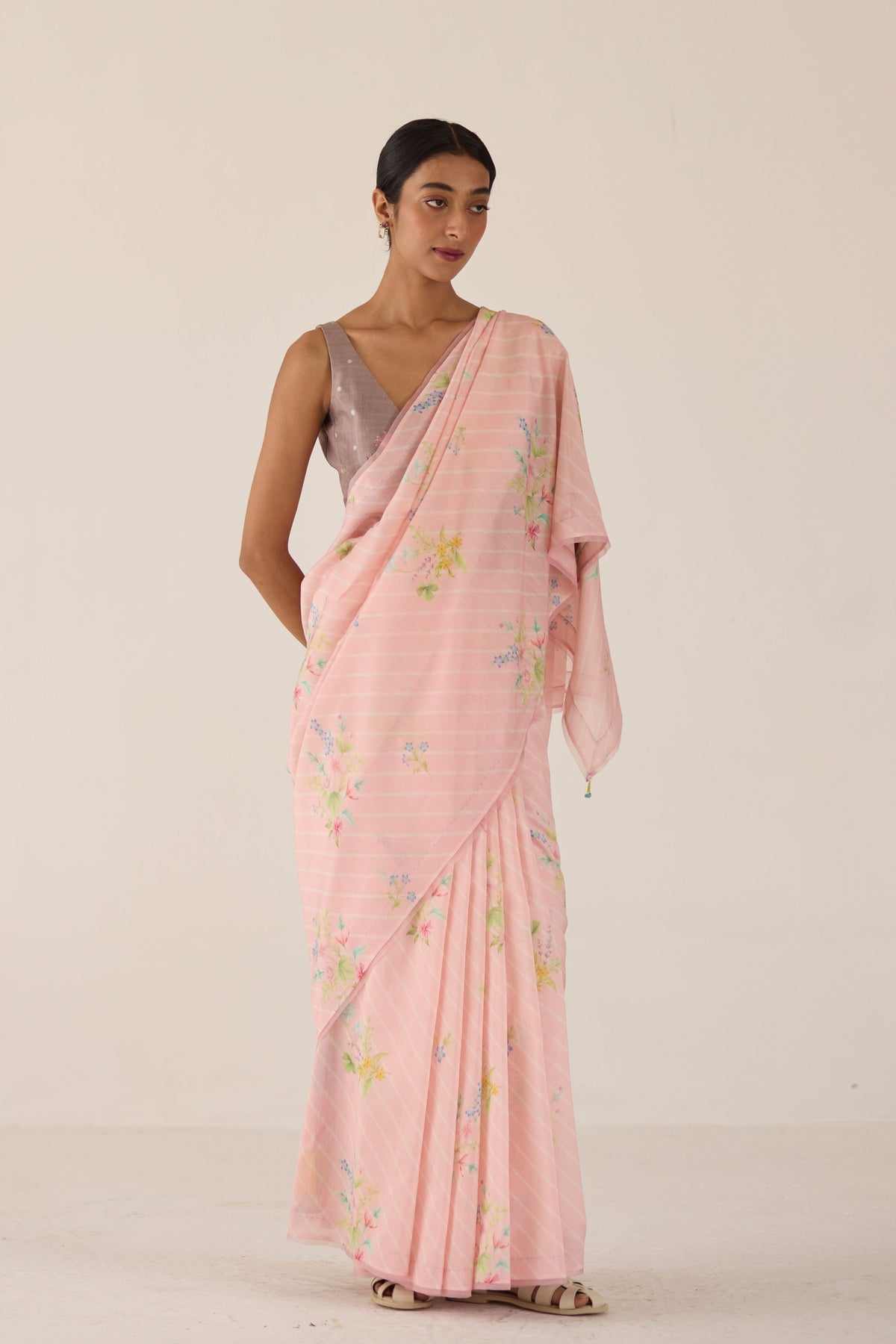 Wildflower Bunch Silk and Cotton Chanderi Sari