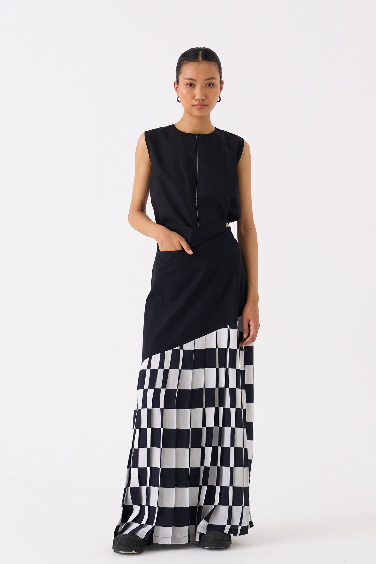 Black Checkered Skirt Co-ord