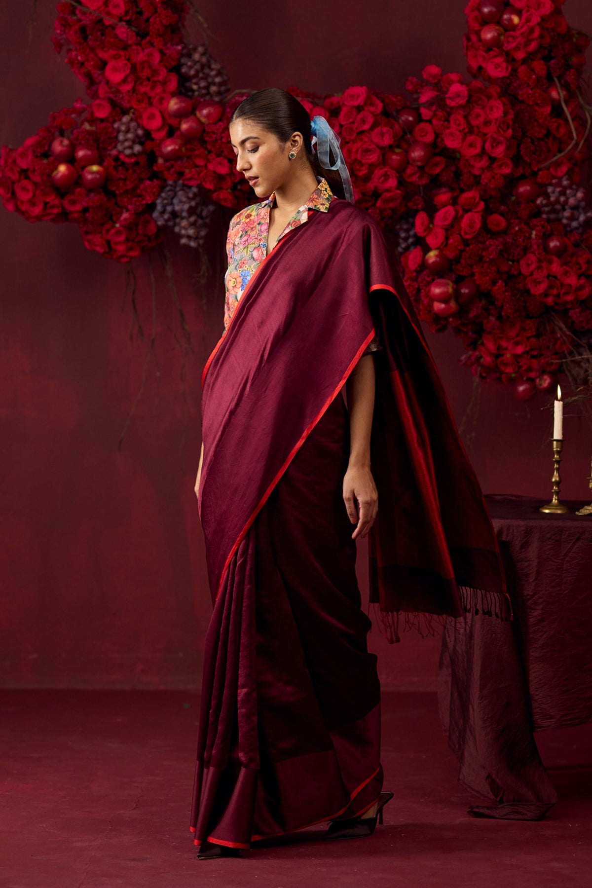 Bold Allure Burgundy Saree