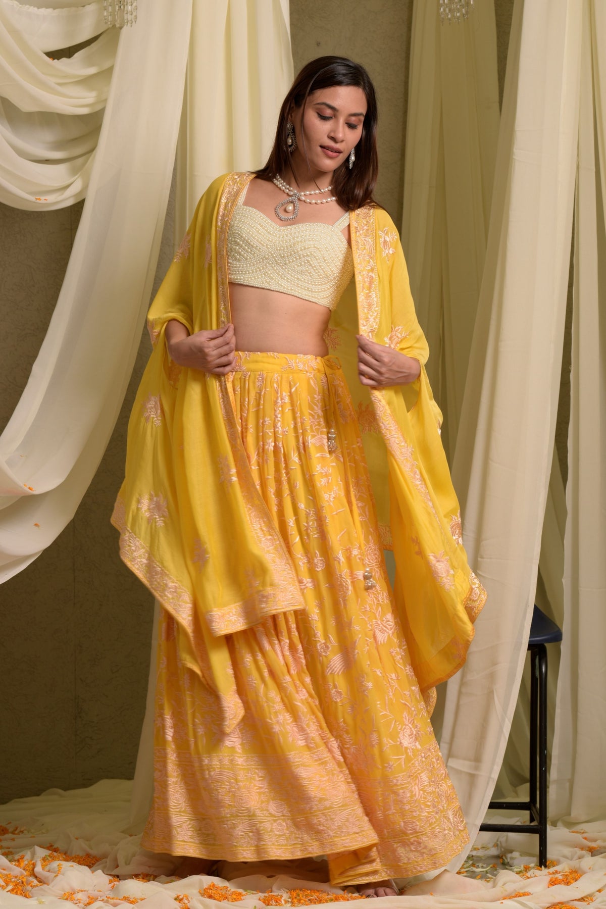 Reyna Gara Yellow Glazed Lehenga Set