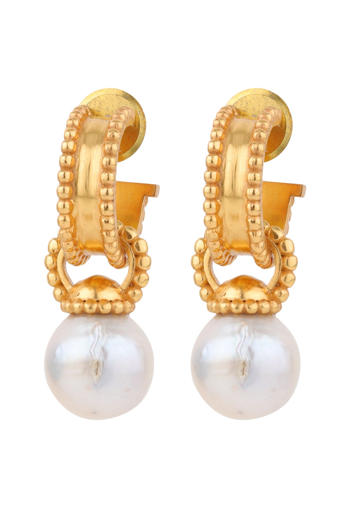 White Oyster Baroque Hoops Earrring