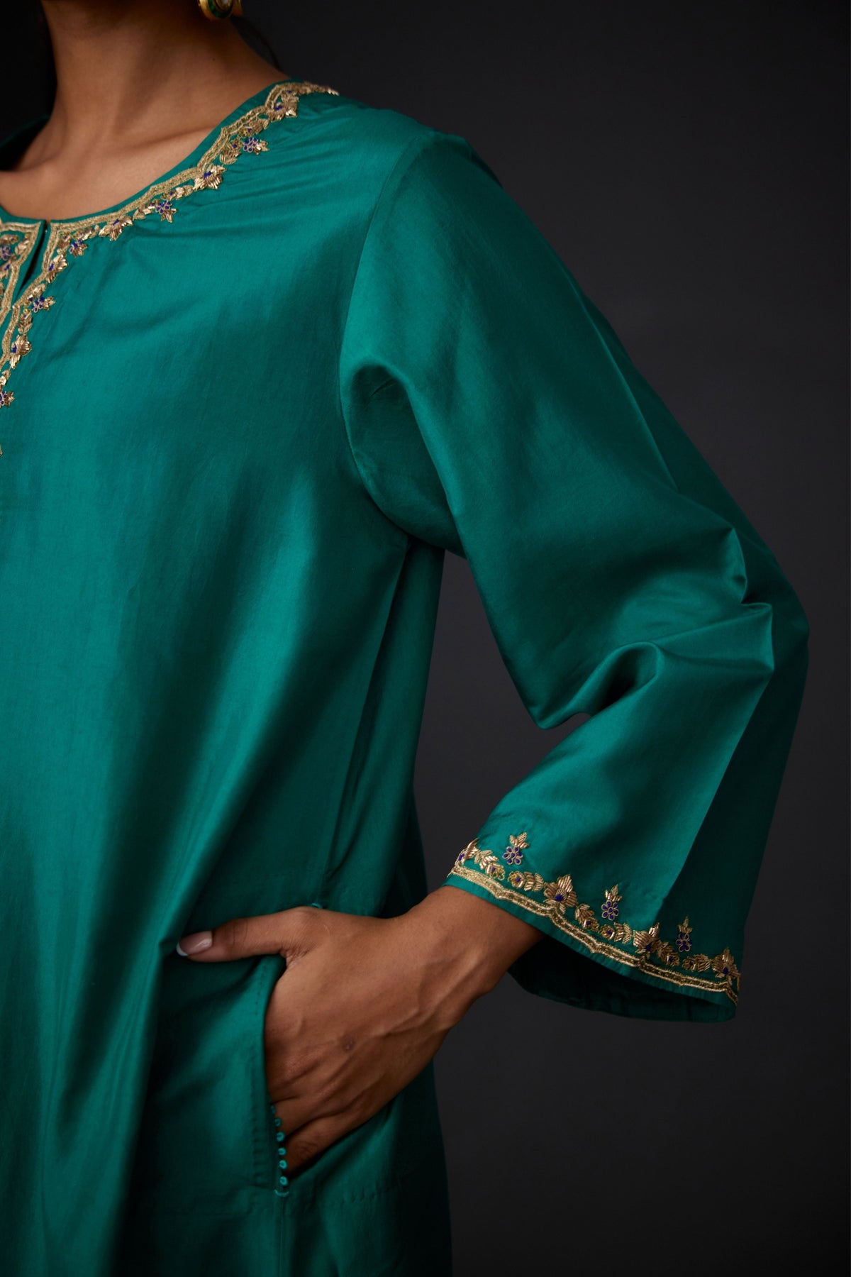 Evergreen Embroidered Tunic With Trouser