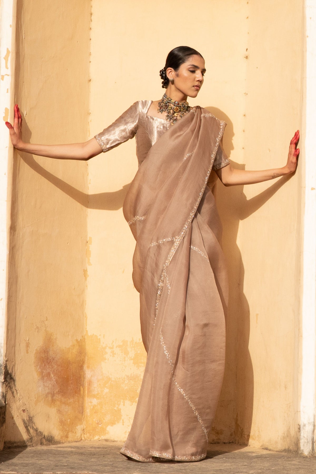 Sand Beige Saree Set