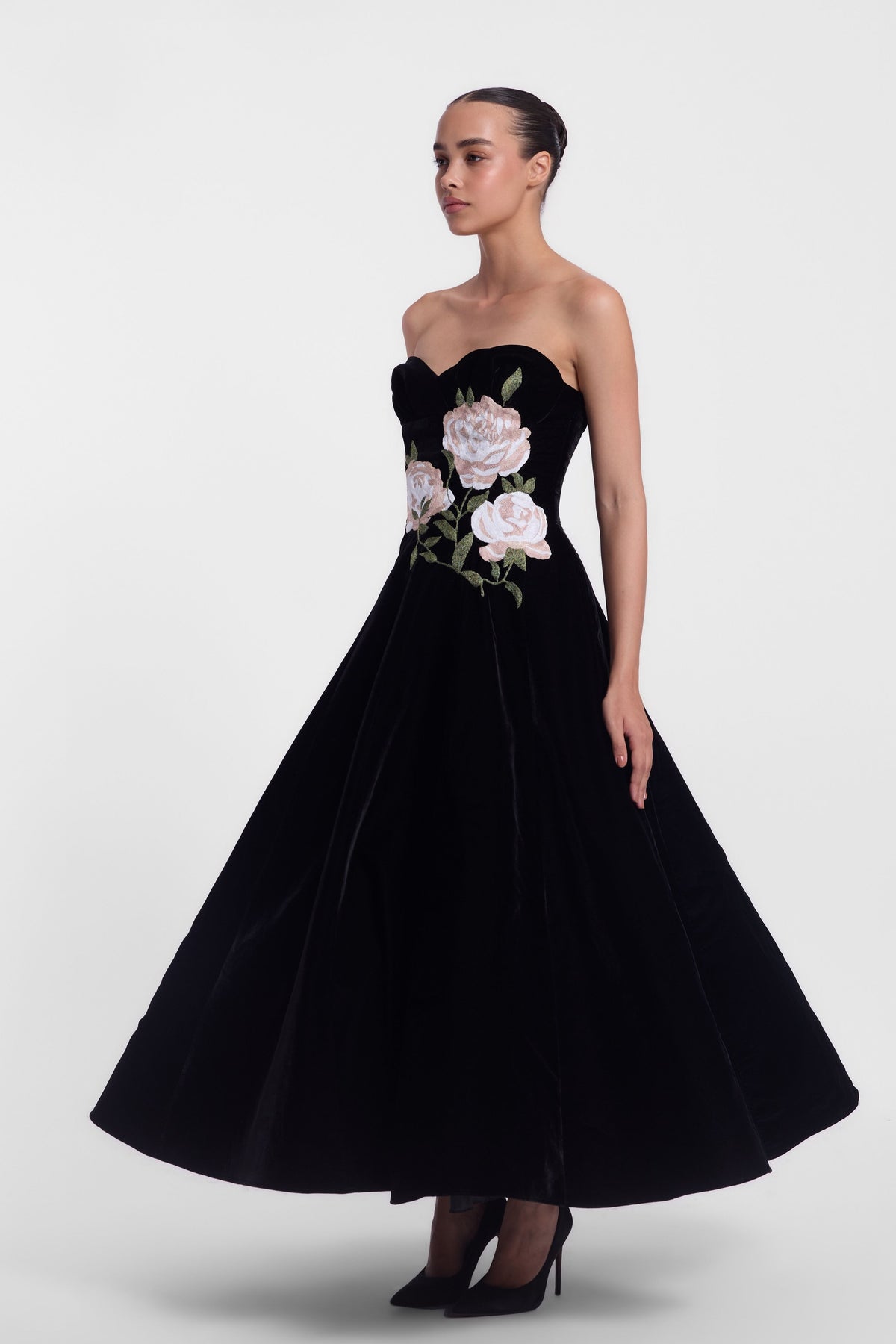 Strapless Velvet Midi