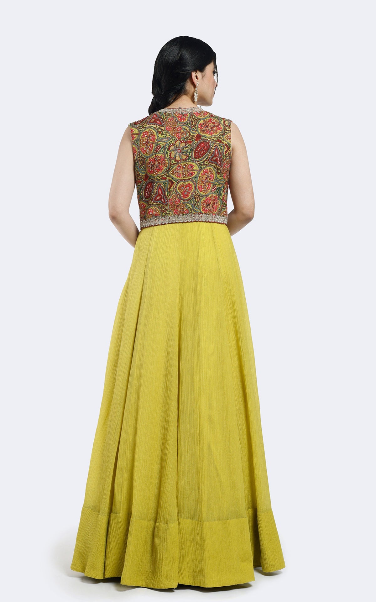 Sleeveless gown with Indo-Western Jacket