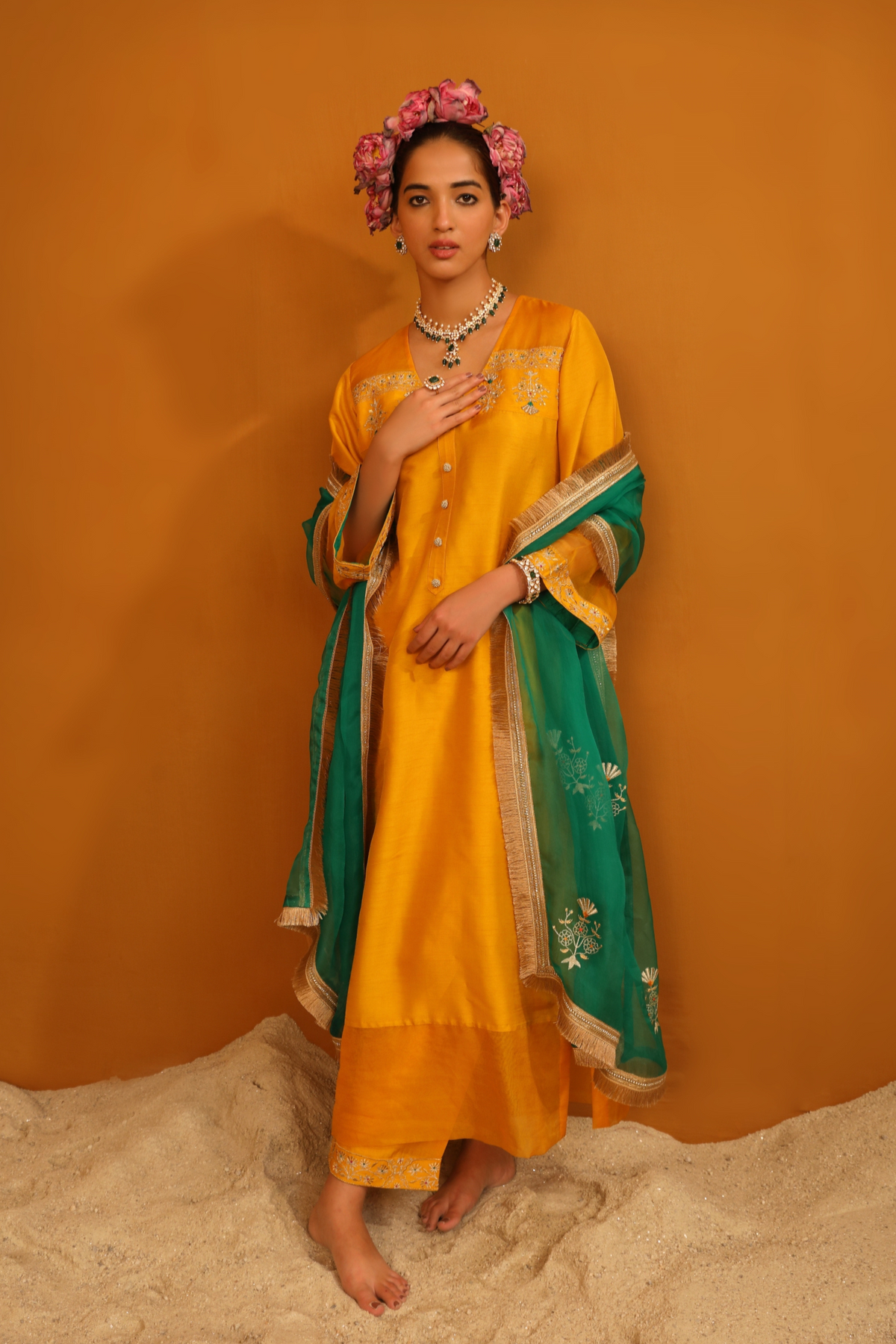 Zeenat Mustard Yellow Kurta Set