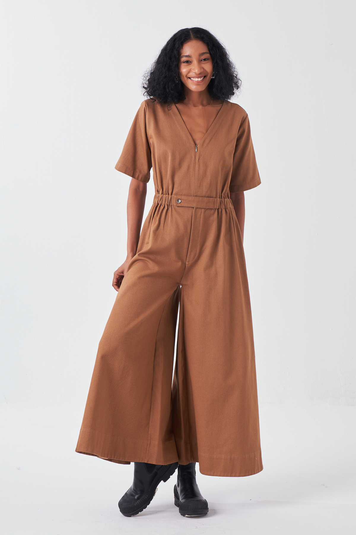 Side Elastic Waist Jumpsuit