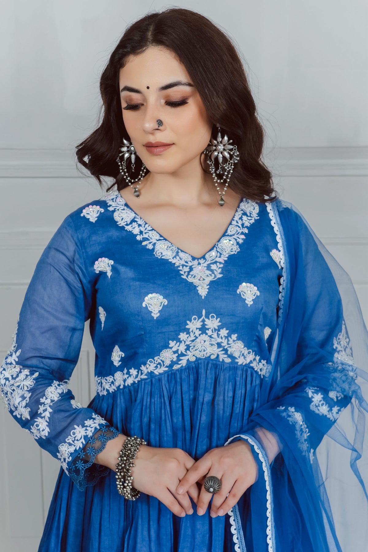 Blue Embroidery Kurta Set