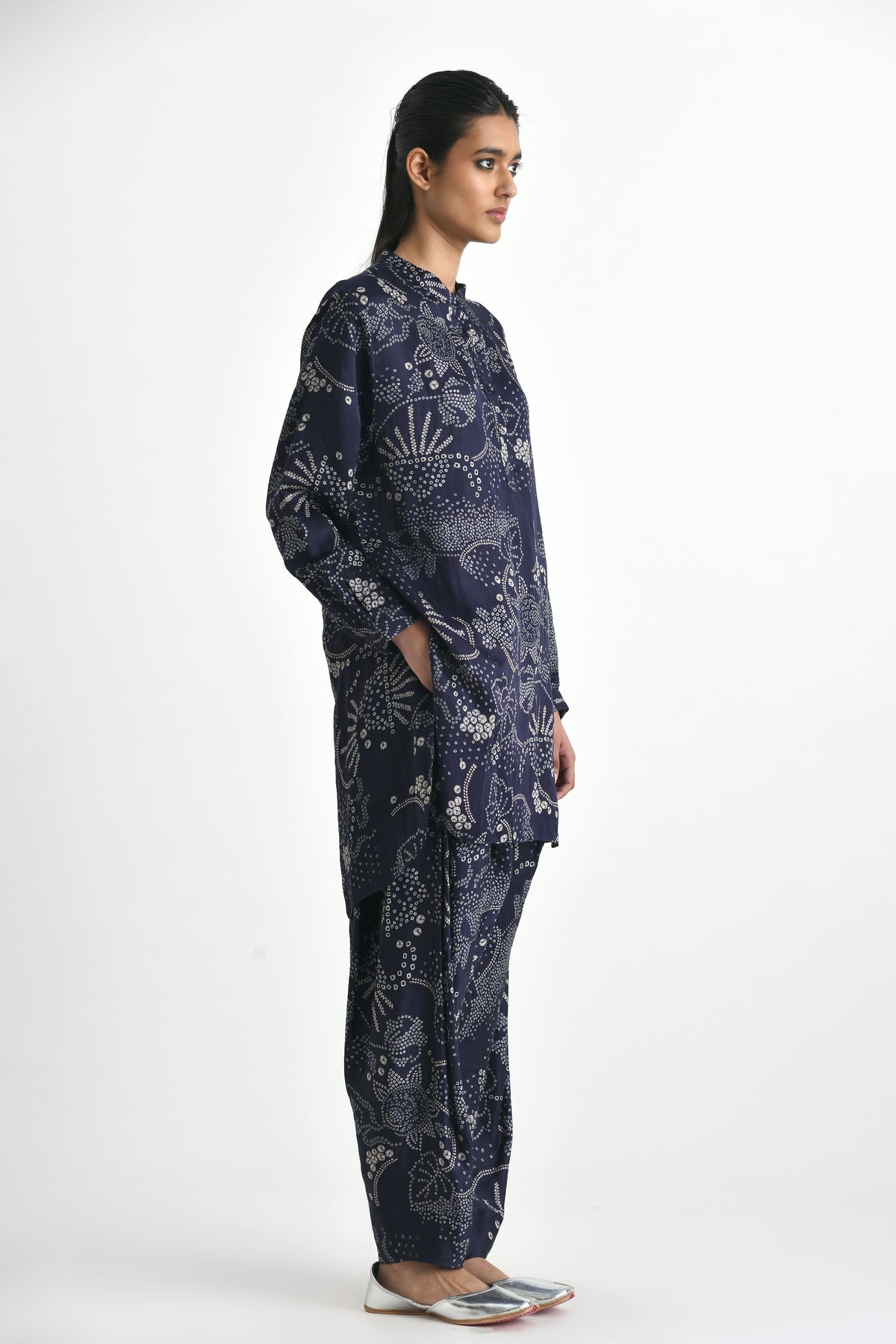 Navy Paria Printed Tunic Set