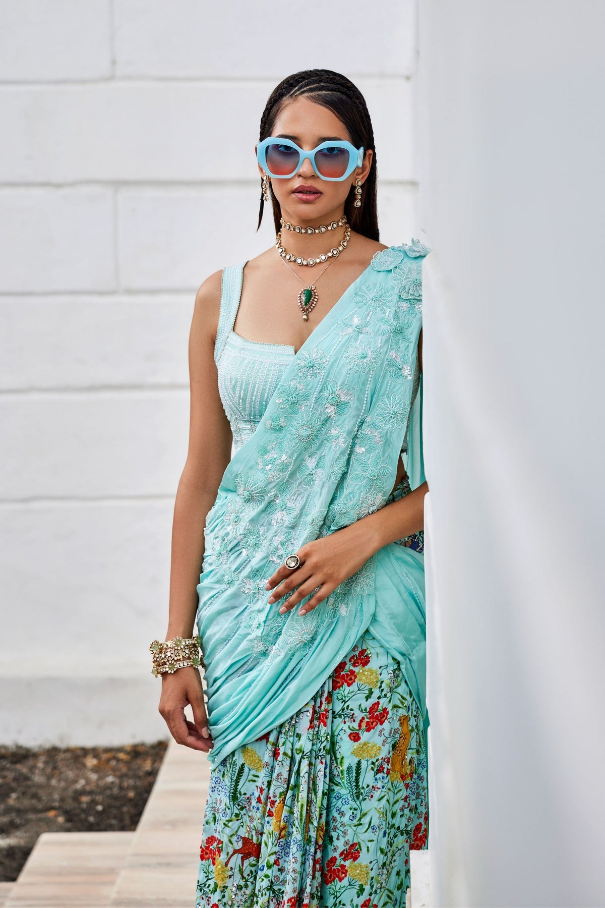 Sea Blue Shikargah Saree