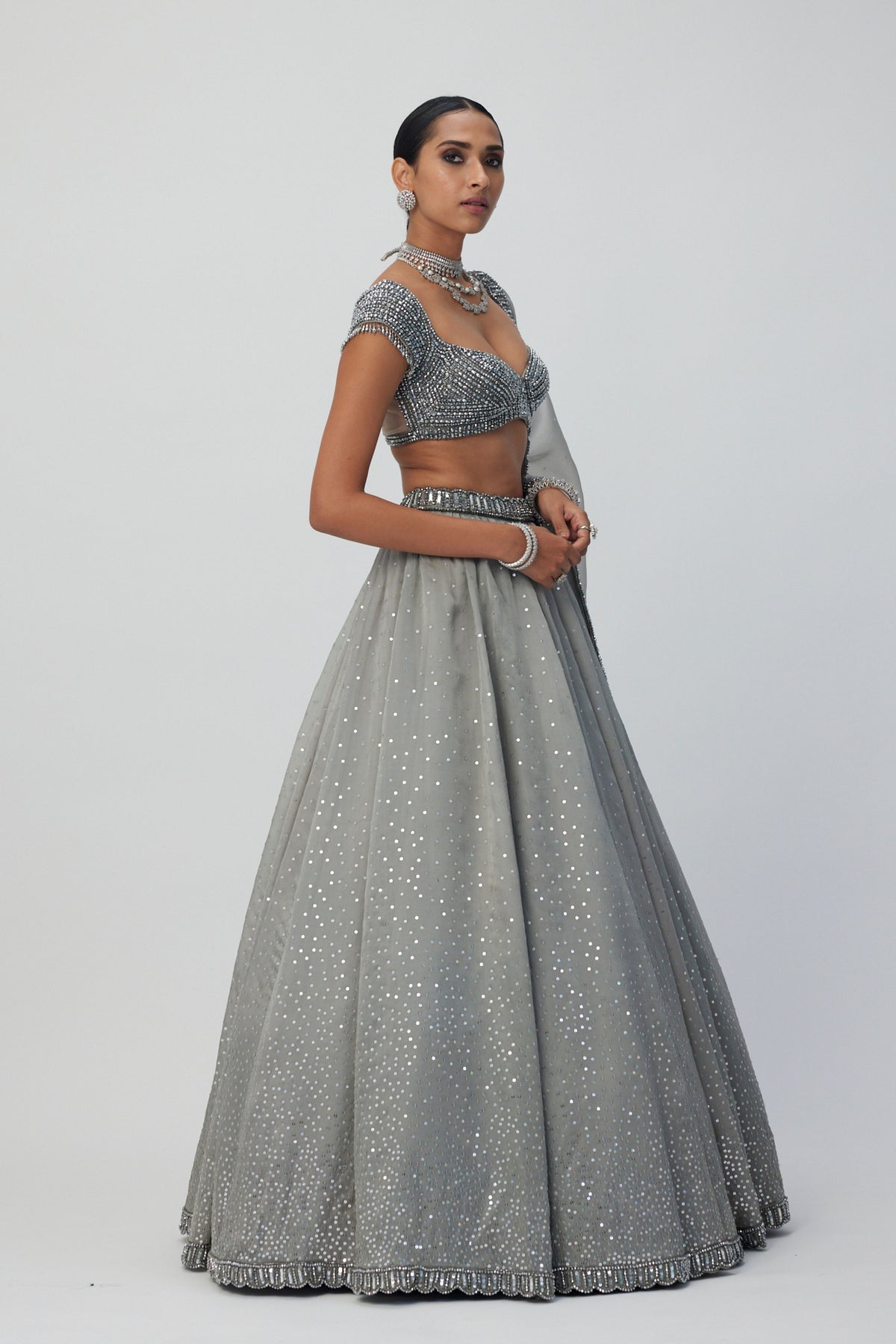 Crystal Grey Lehenga Set