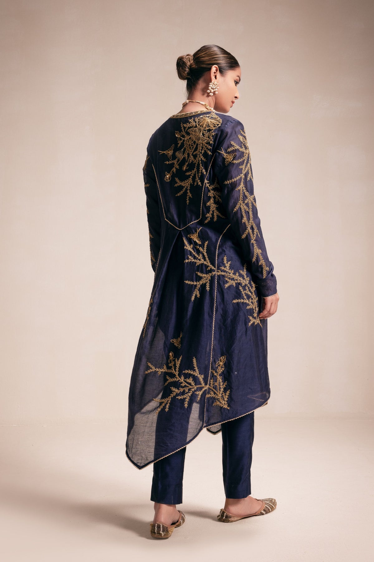 Blue Embroidery Structured Kurta Set