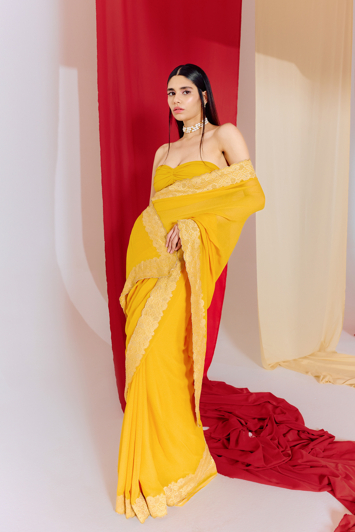 Handwoven Yellow Georgette Saree