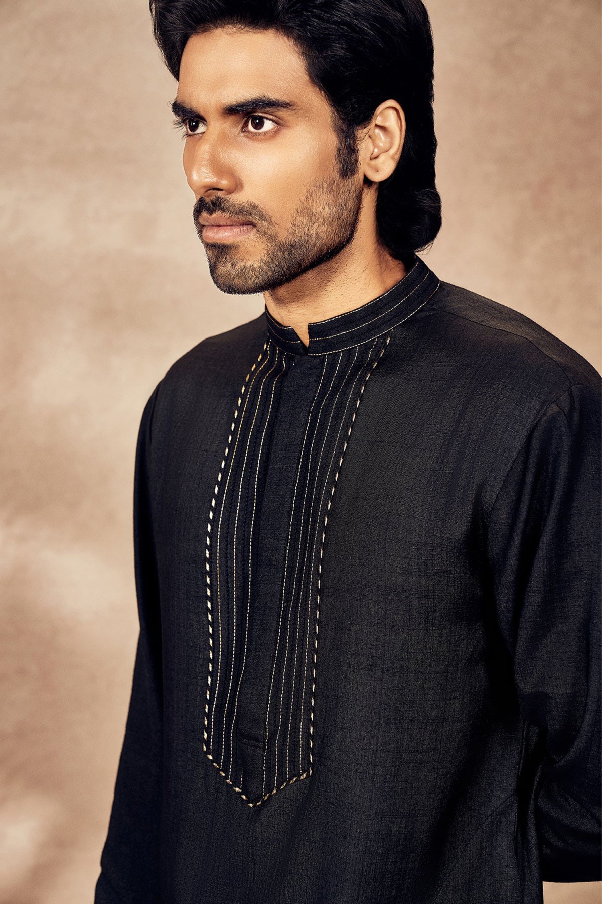 Black Palm Blooms Kurta