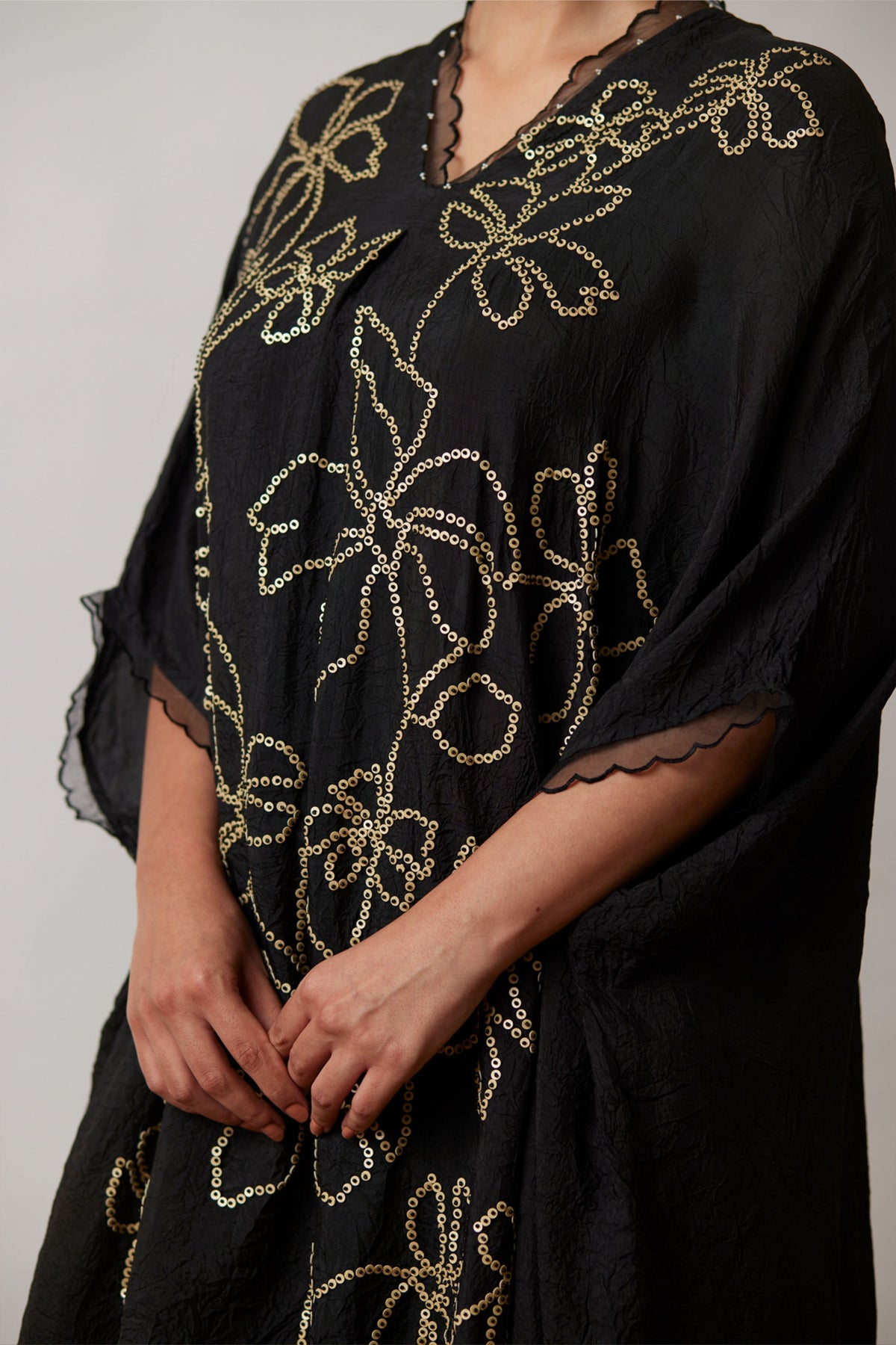 Embroidered Black Kaftan Set