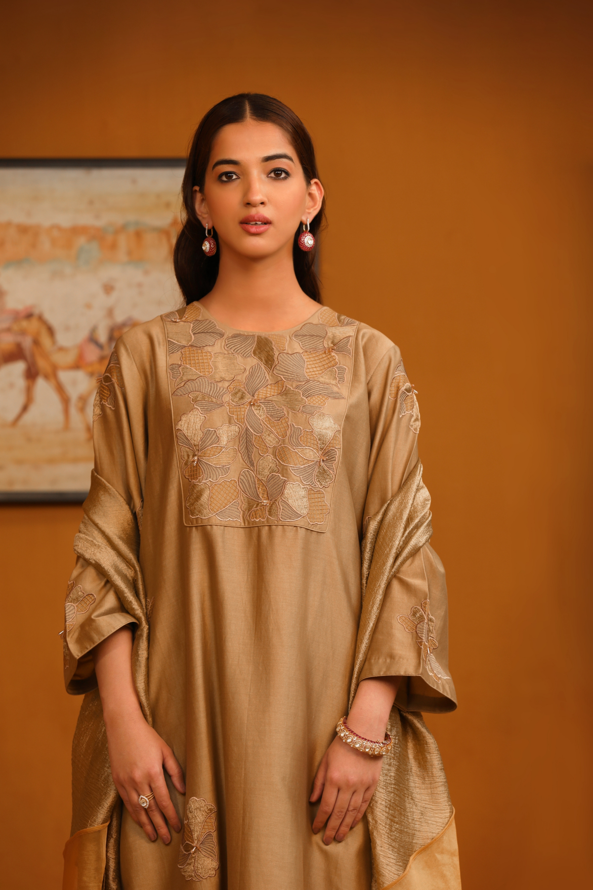 Nafeesa Applique Camel Suit Set