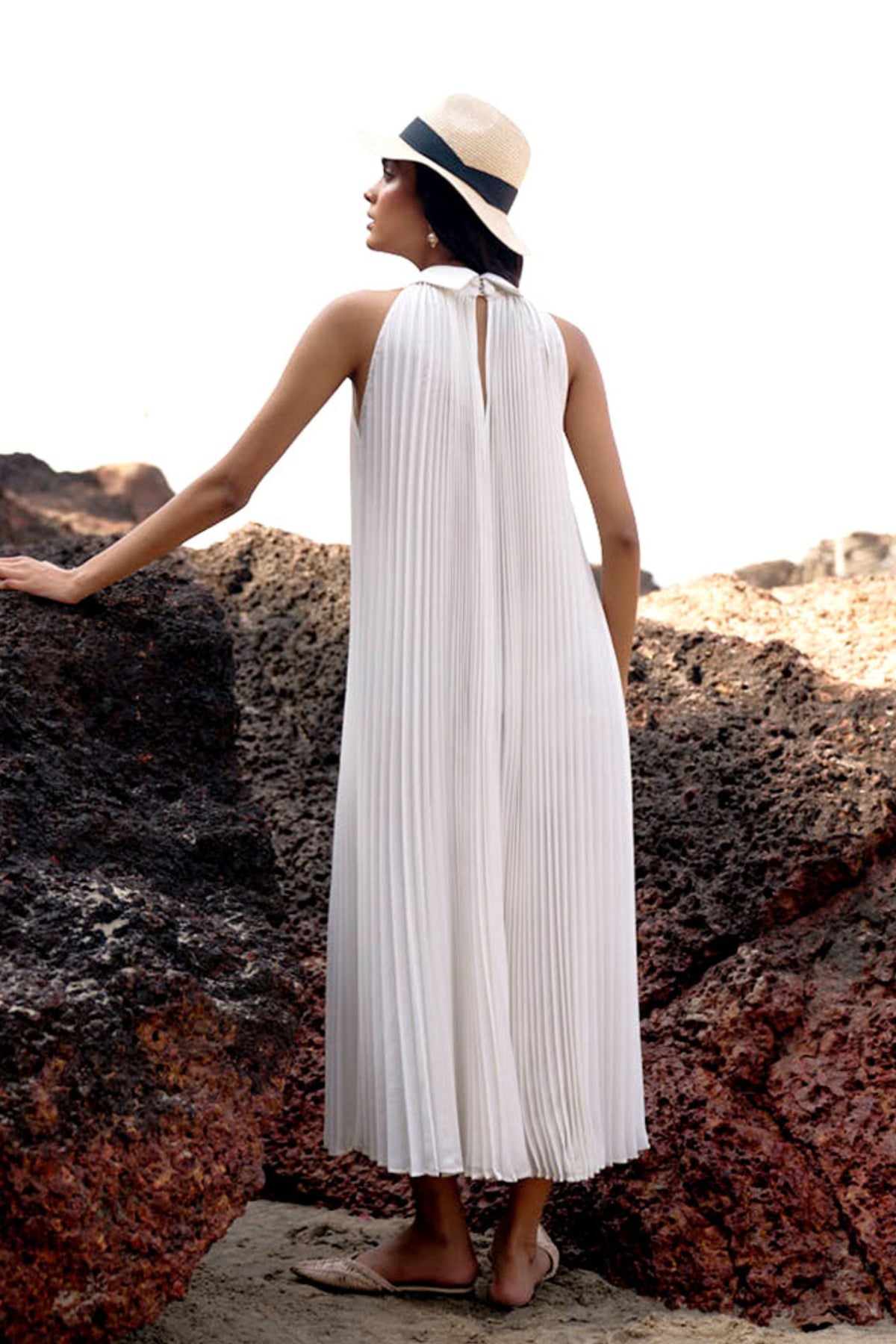 White Pleated Dress