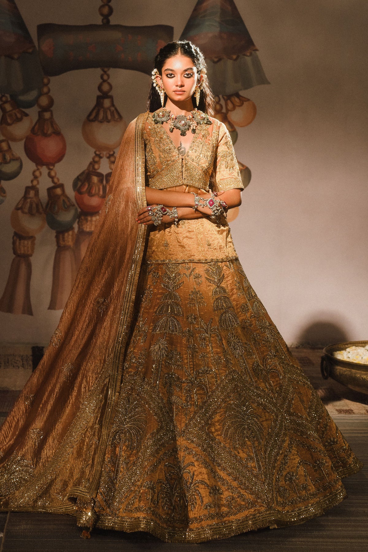 Agra Petha Silk Lehenga Set