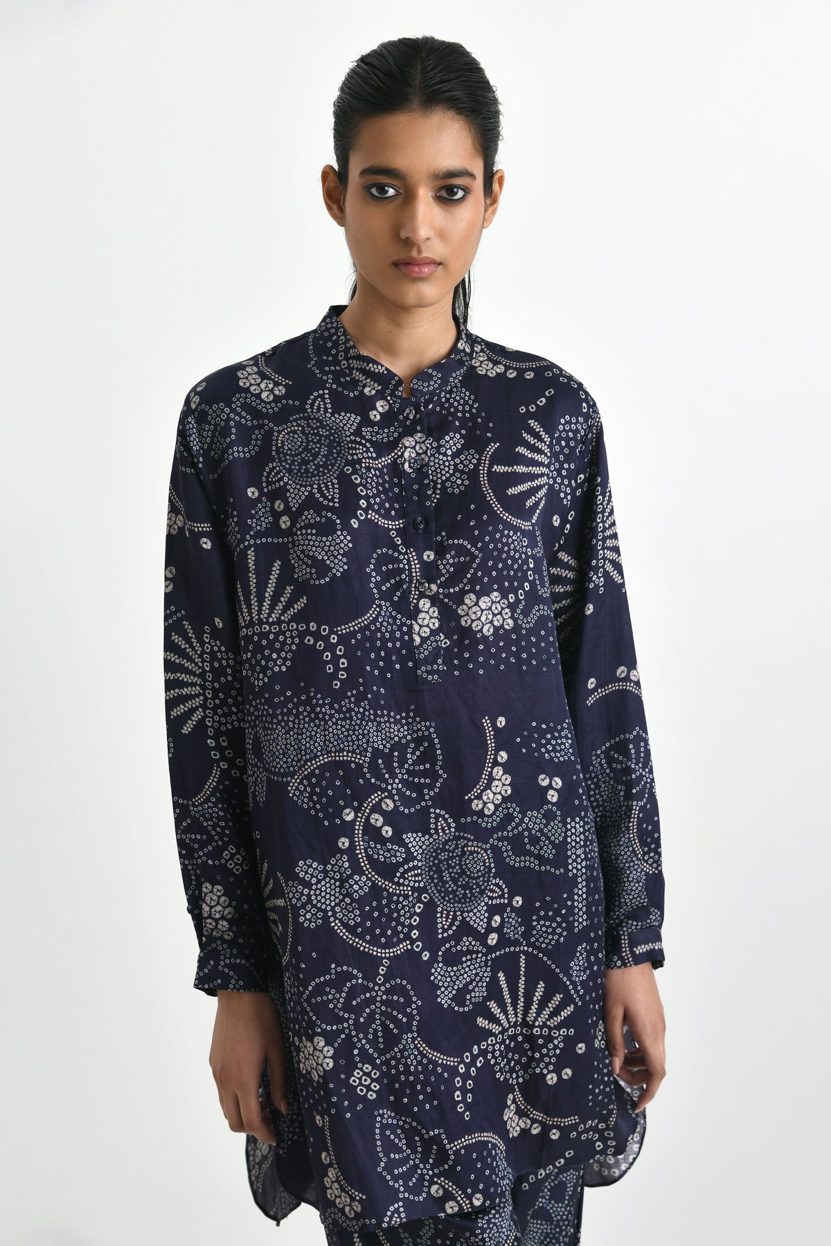 Navy Paria Printed Tunic Set