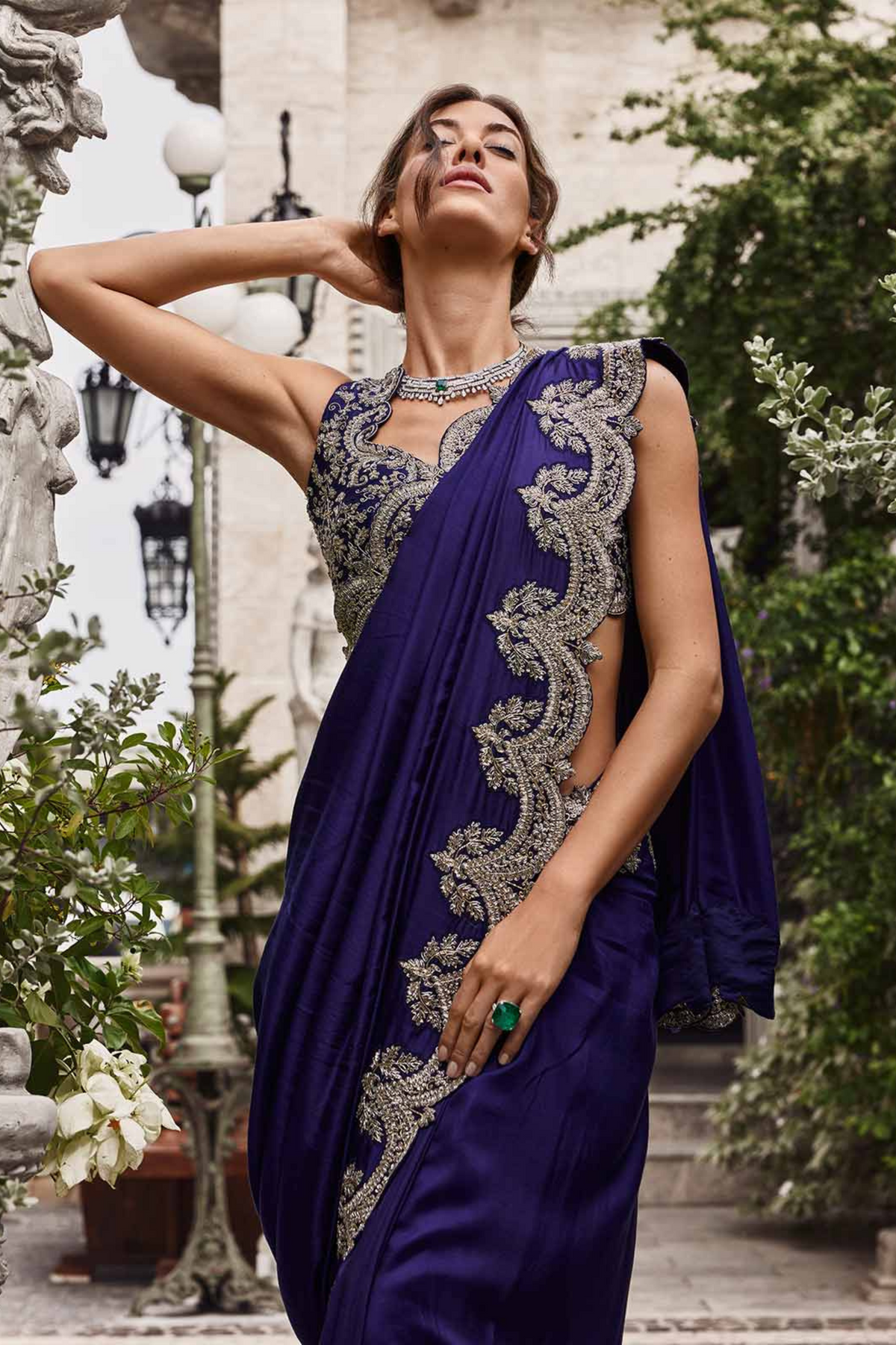 Cutwork Saree in Purple