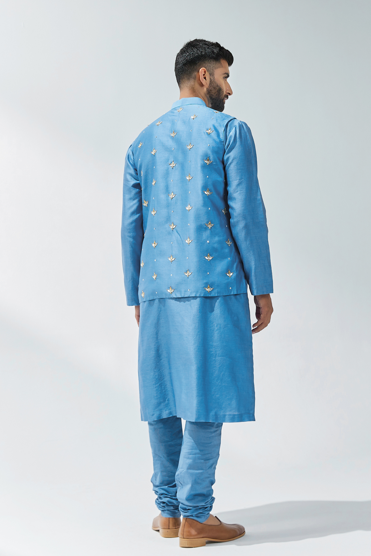 Cerulean Blue Nehru Jacket Set