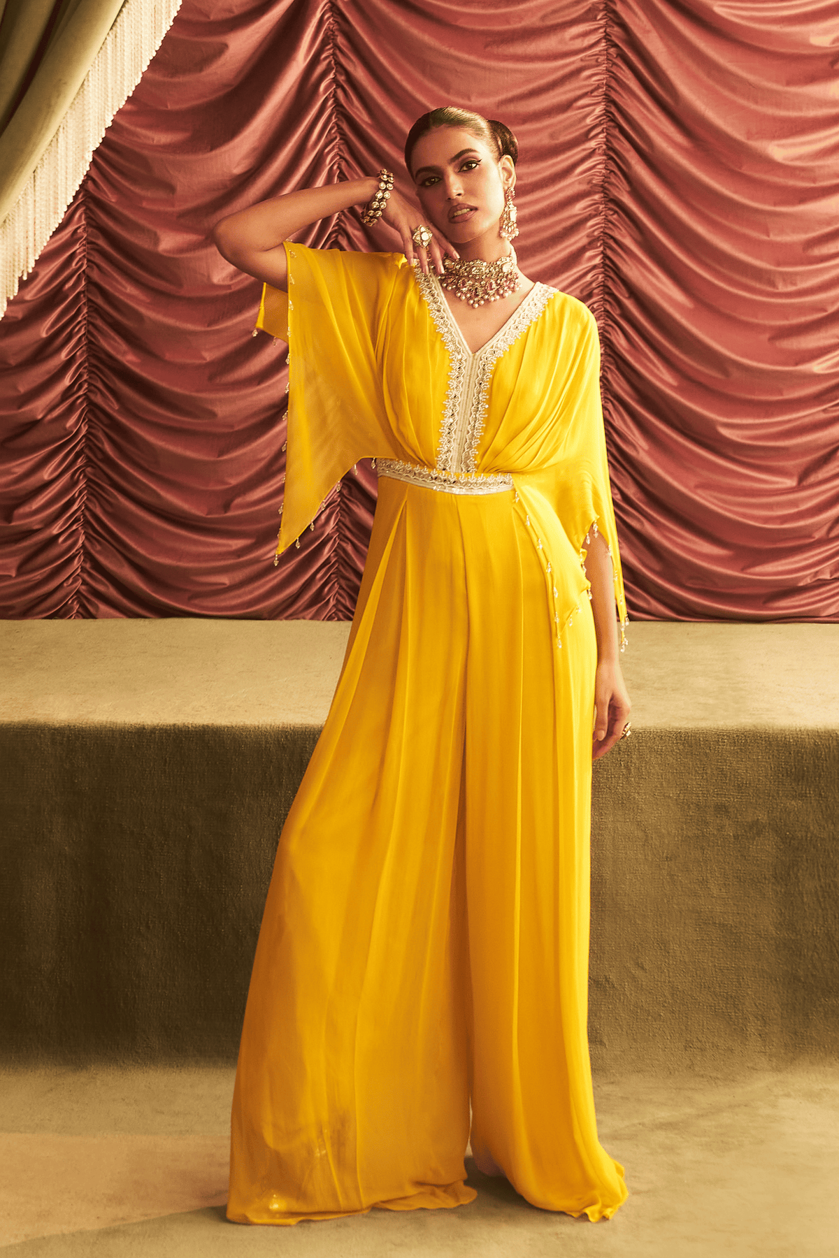 Yellow Drape Jumpsuit