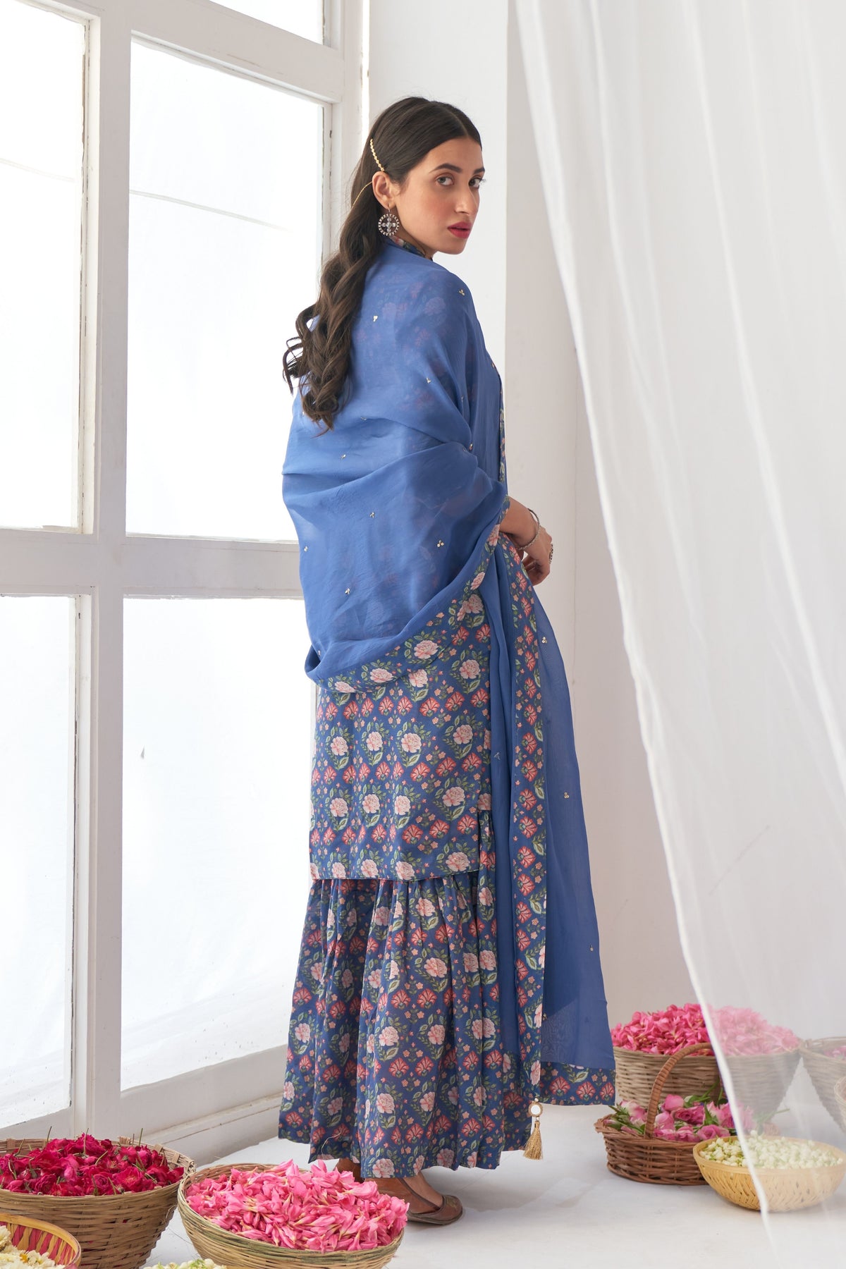 Blue Peony Sharara Set