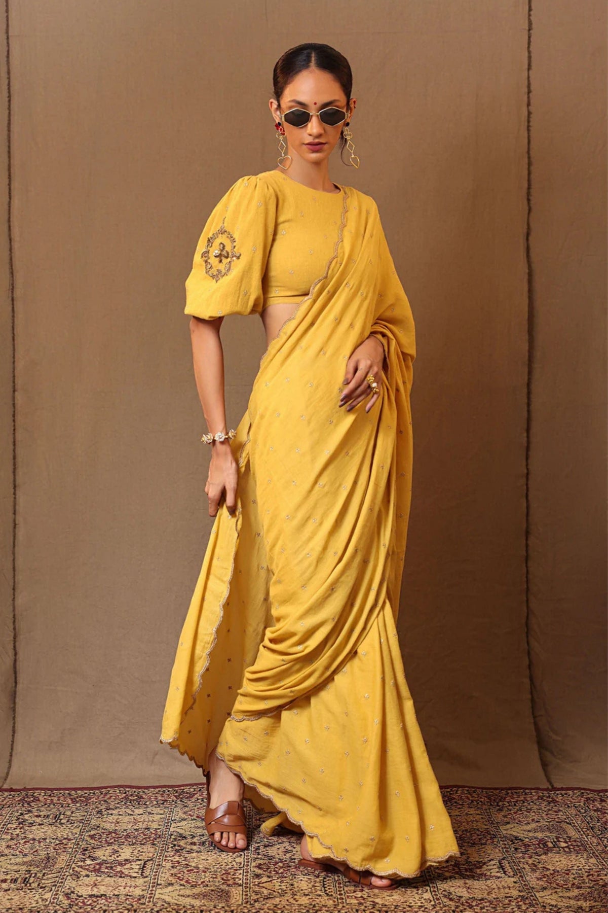 Mustard Saree Set