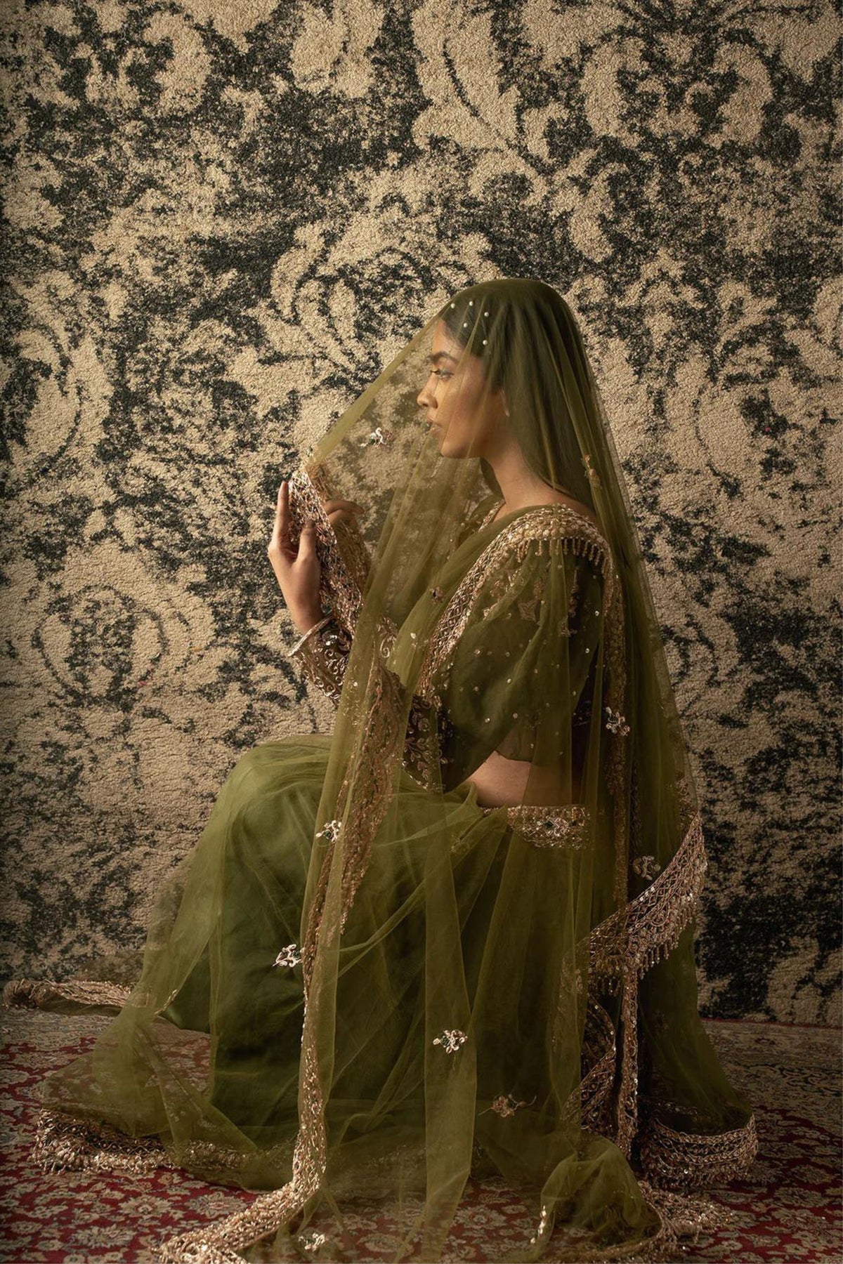 This Olive Green Saree