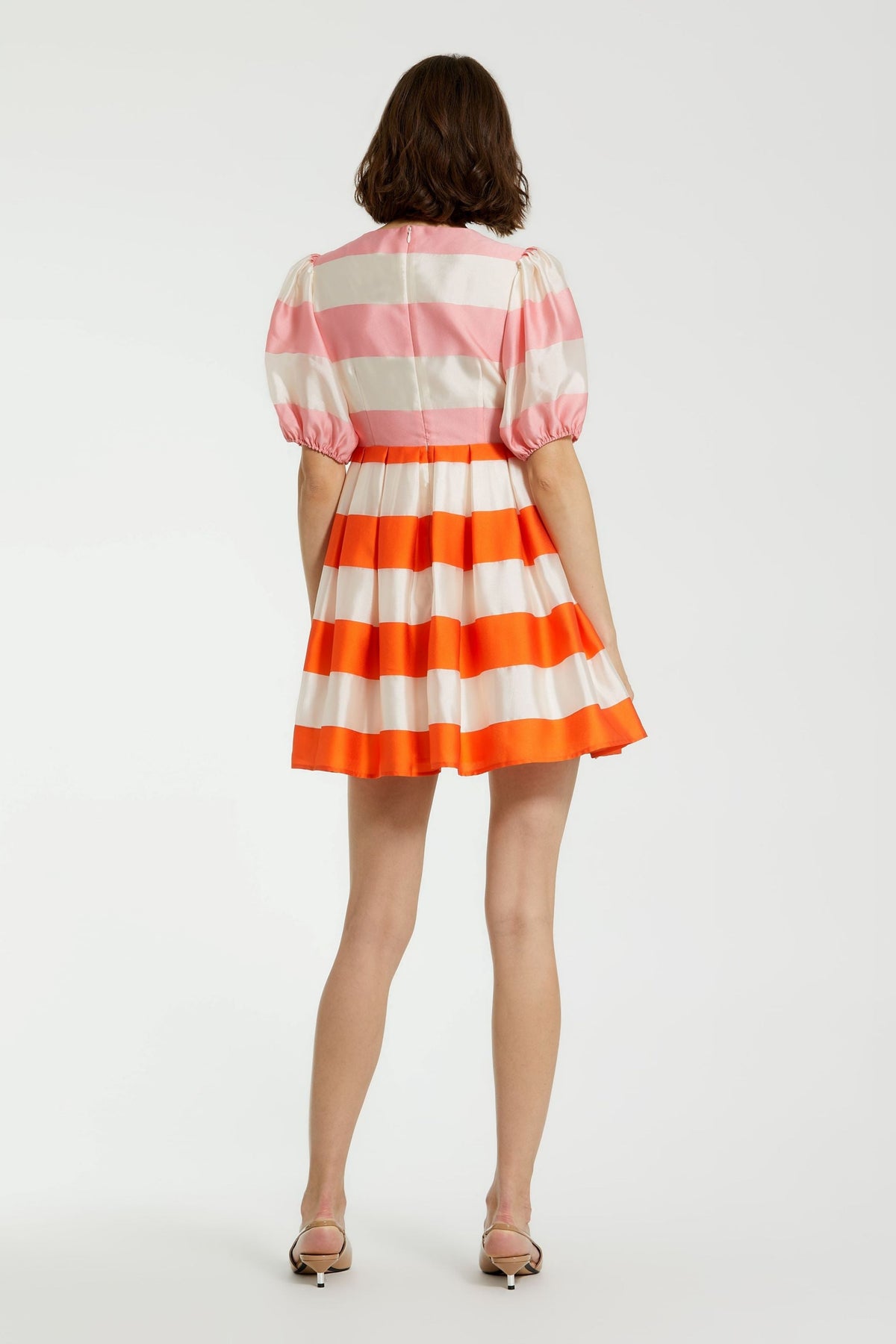 Organza Striped Sleeve Mini Dress