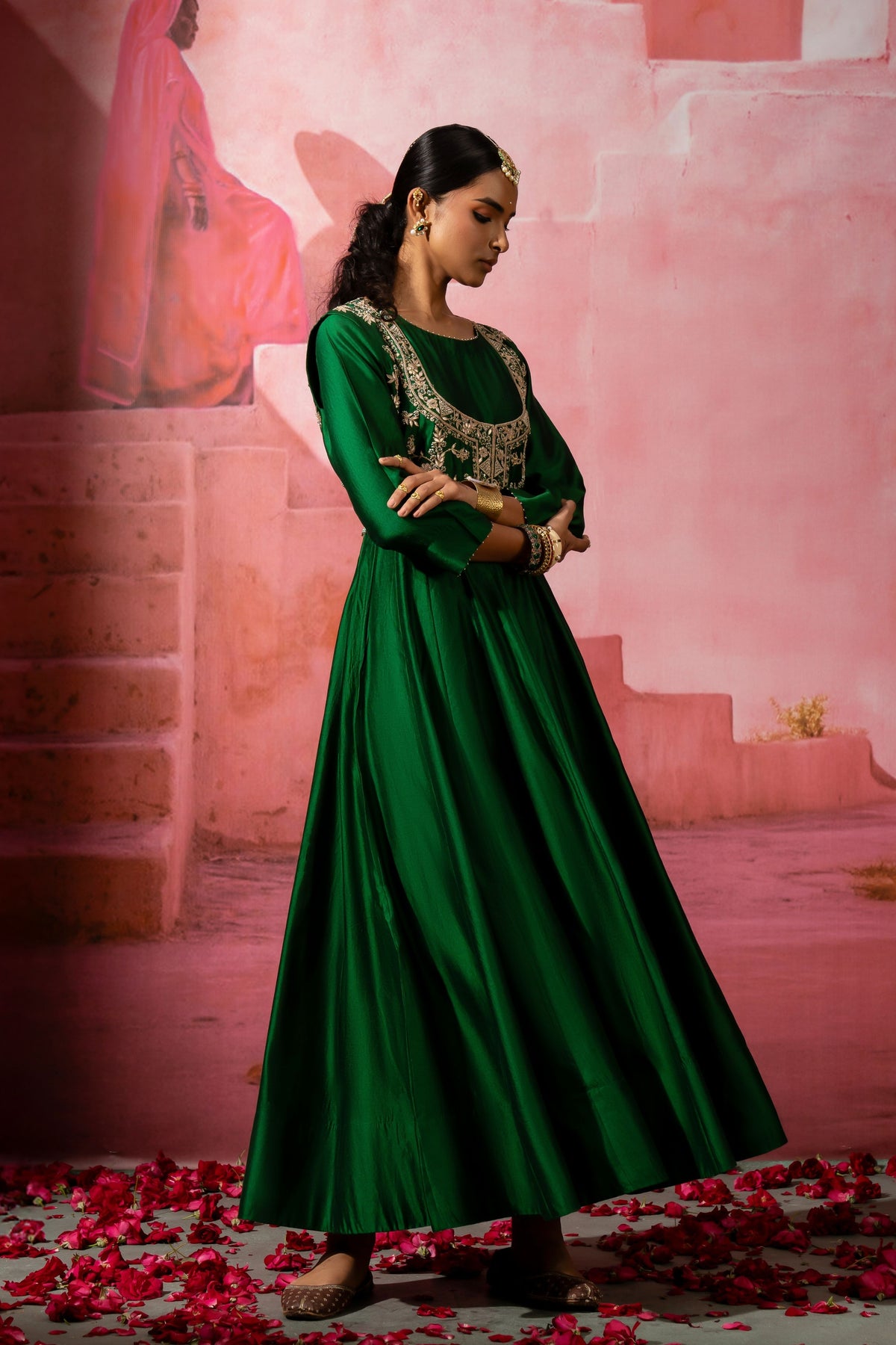 Green Jodha Jacket Anarkali